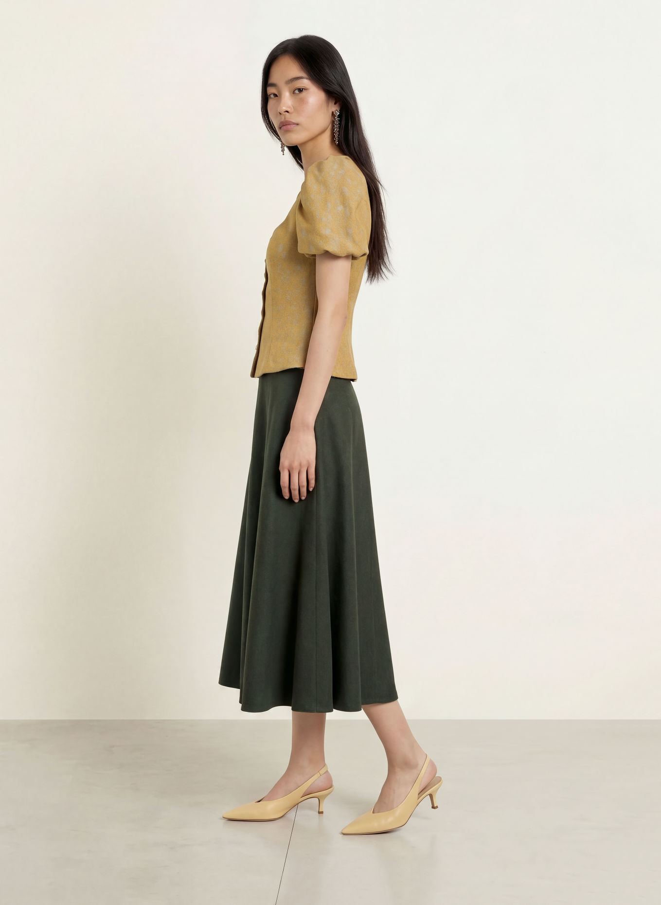 Gottseidank Corsage traditionnel KSENIA en jacquard: VERT CLAIR / JAUNE