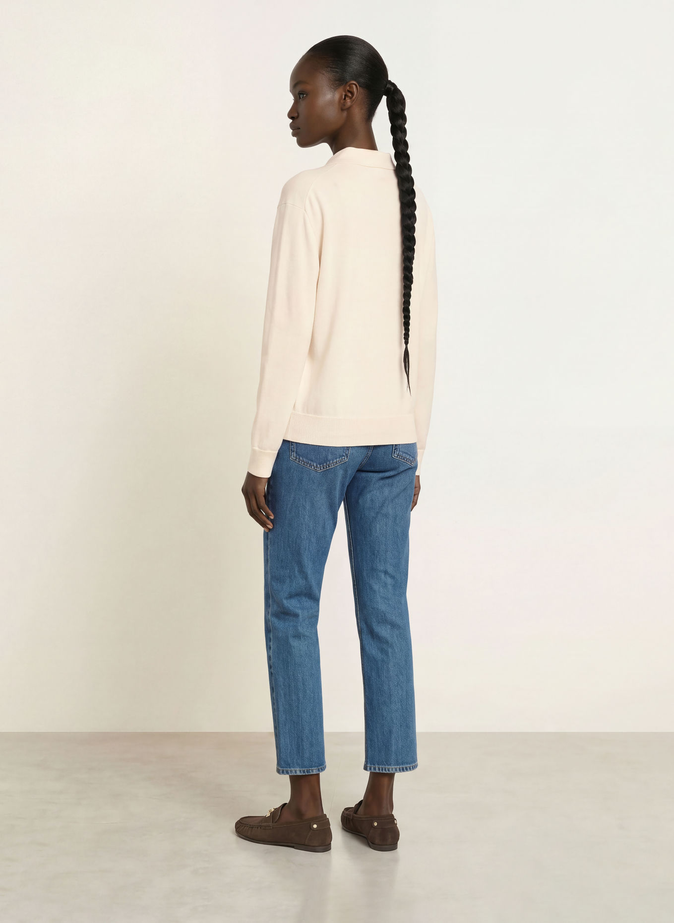ARKET Strikket polo i merinould: CREME