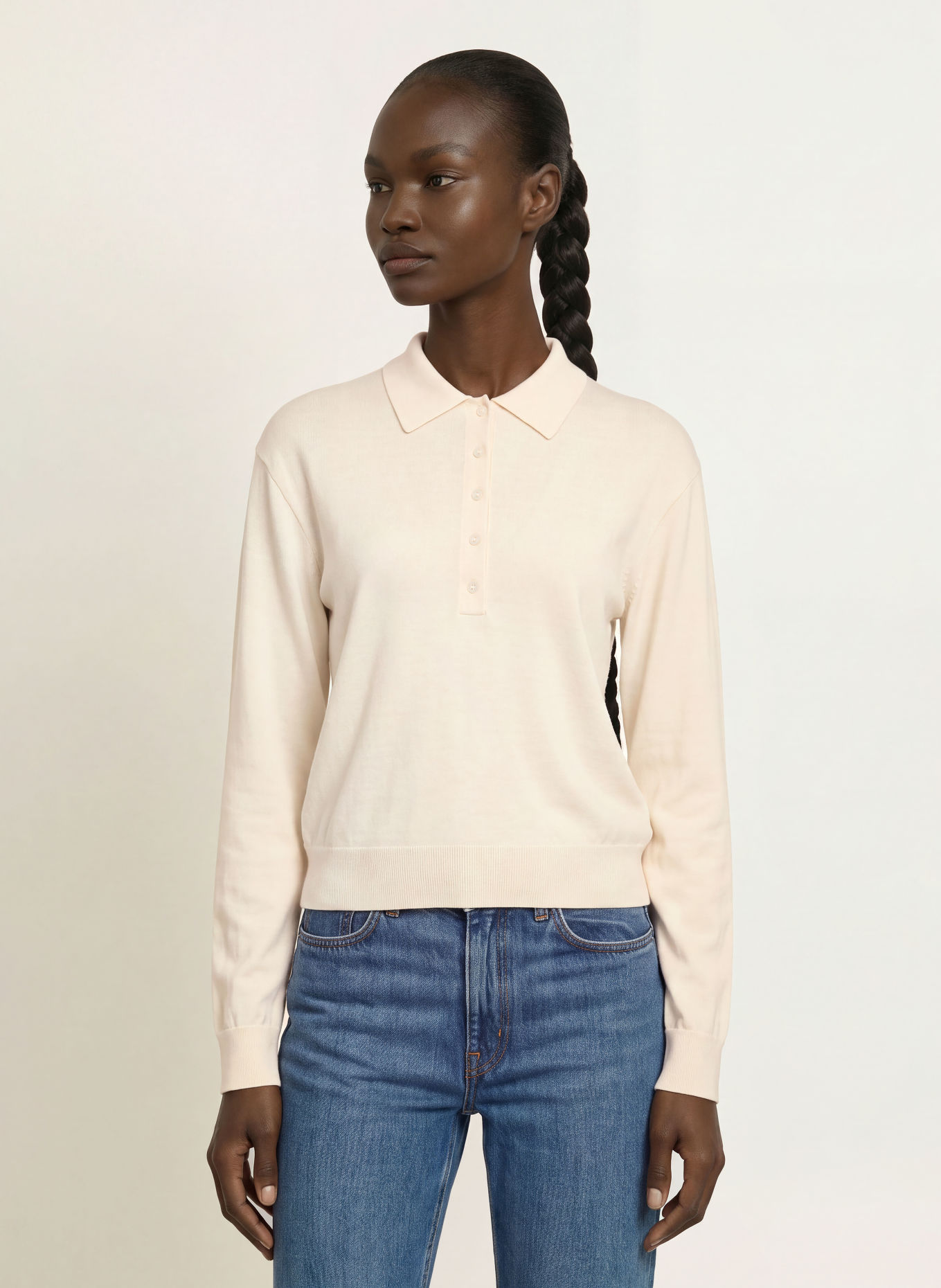 ARKET Strikket polo i merinould: CREME