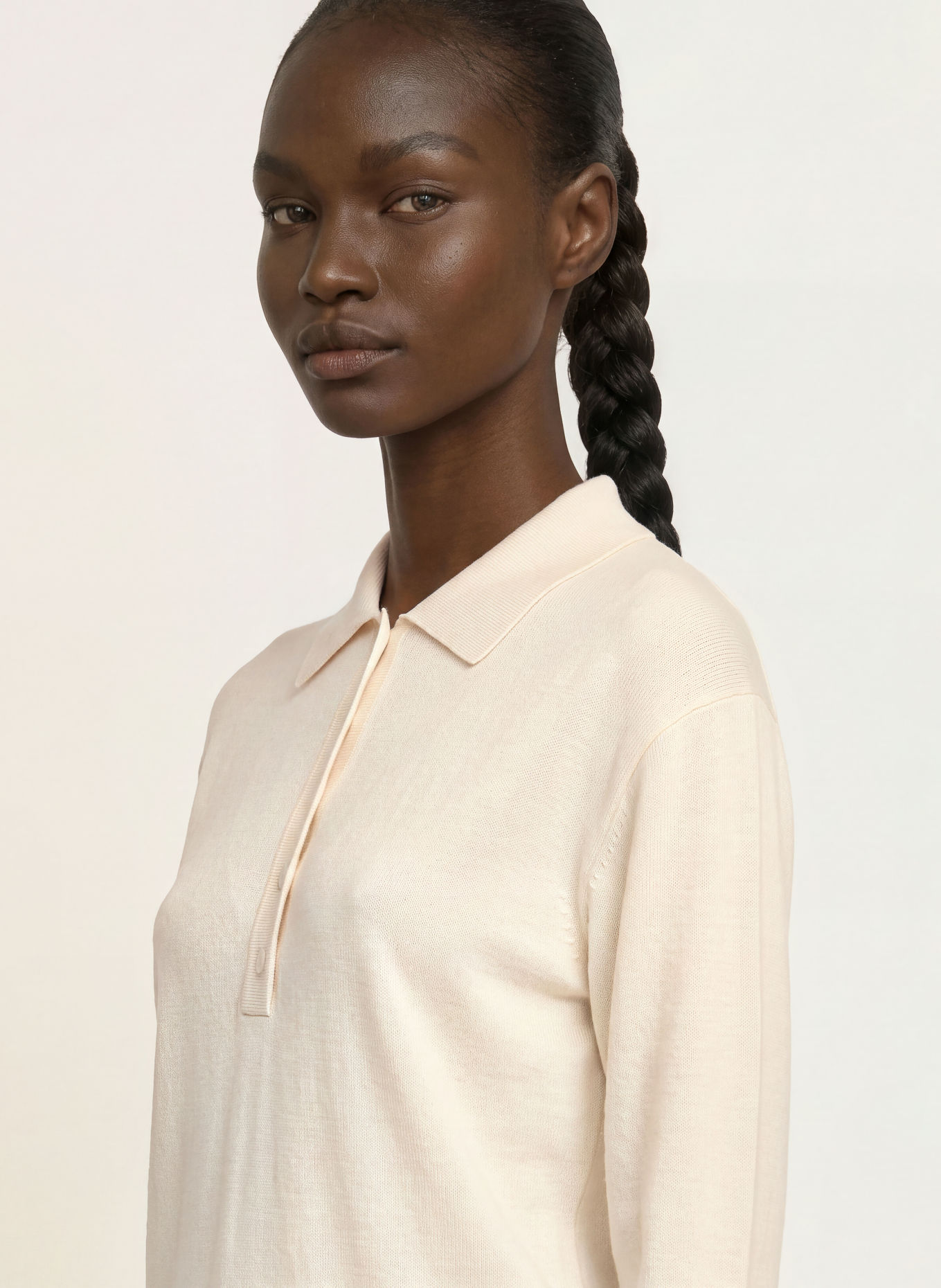 ARKET Strikket polo i merinould: CREME