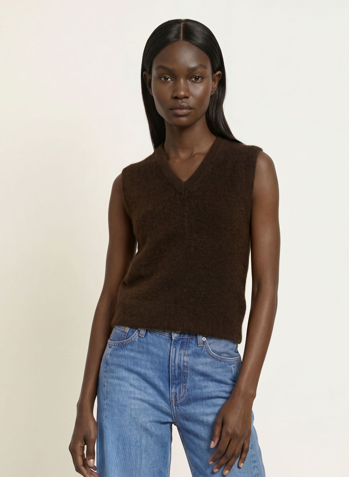 ARKET Spencer zonder mouwen van alpaca: MARRON FONCÉ