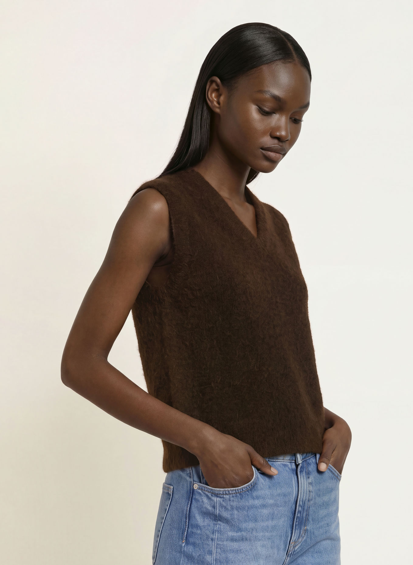 ARKET Spencer zonder mouwen van alpaca: MARRON FONCÉ