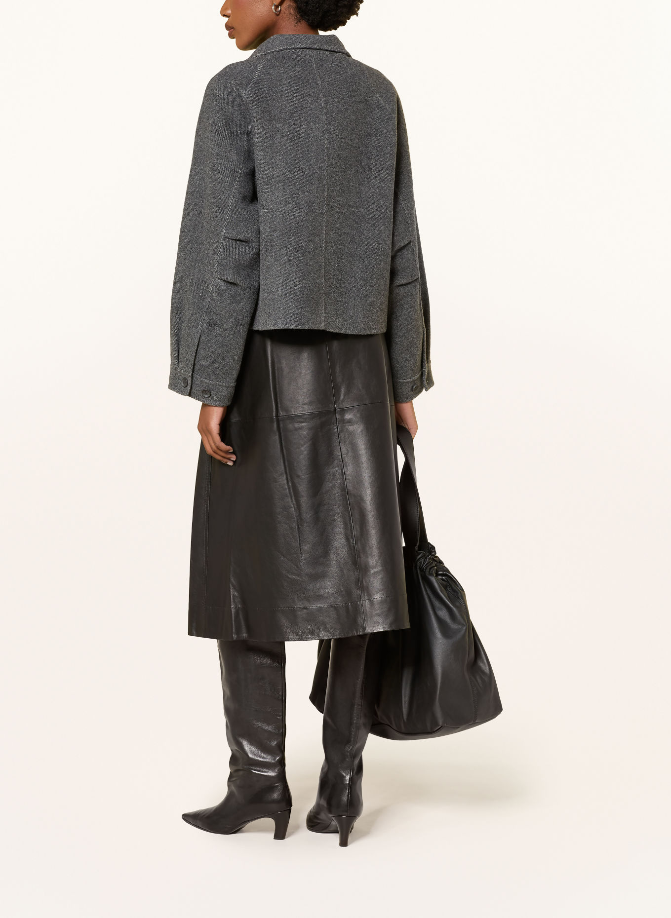 ARKET Leather skirt: BLACK