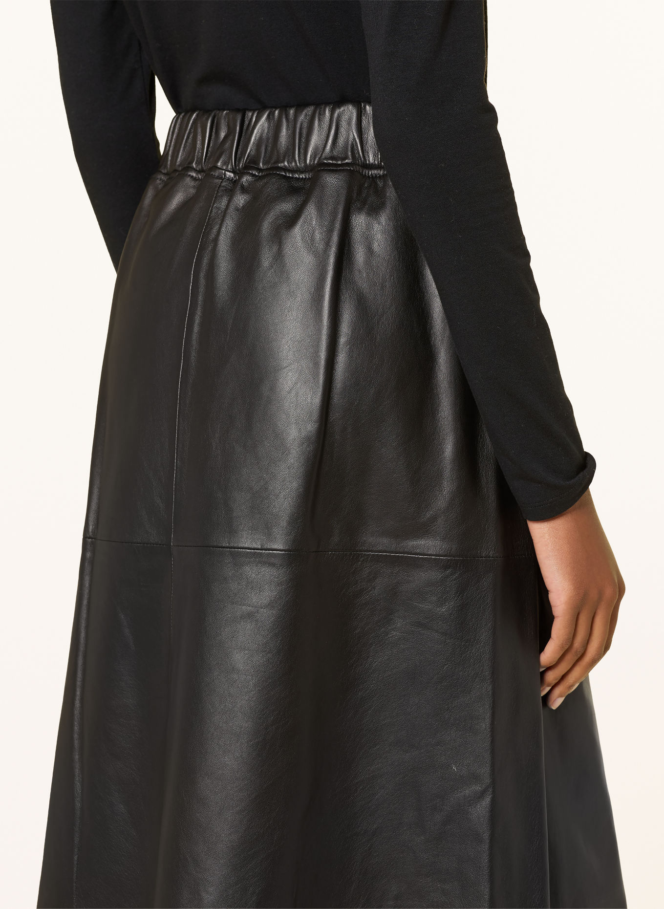 ARKET Leather skirt: BLACK