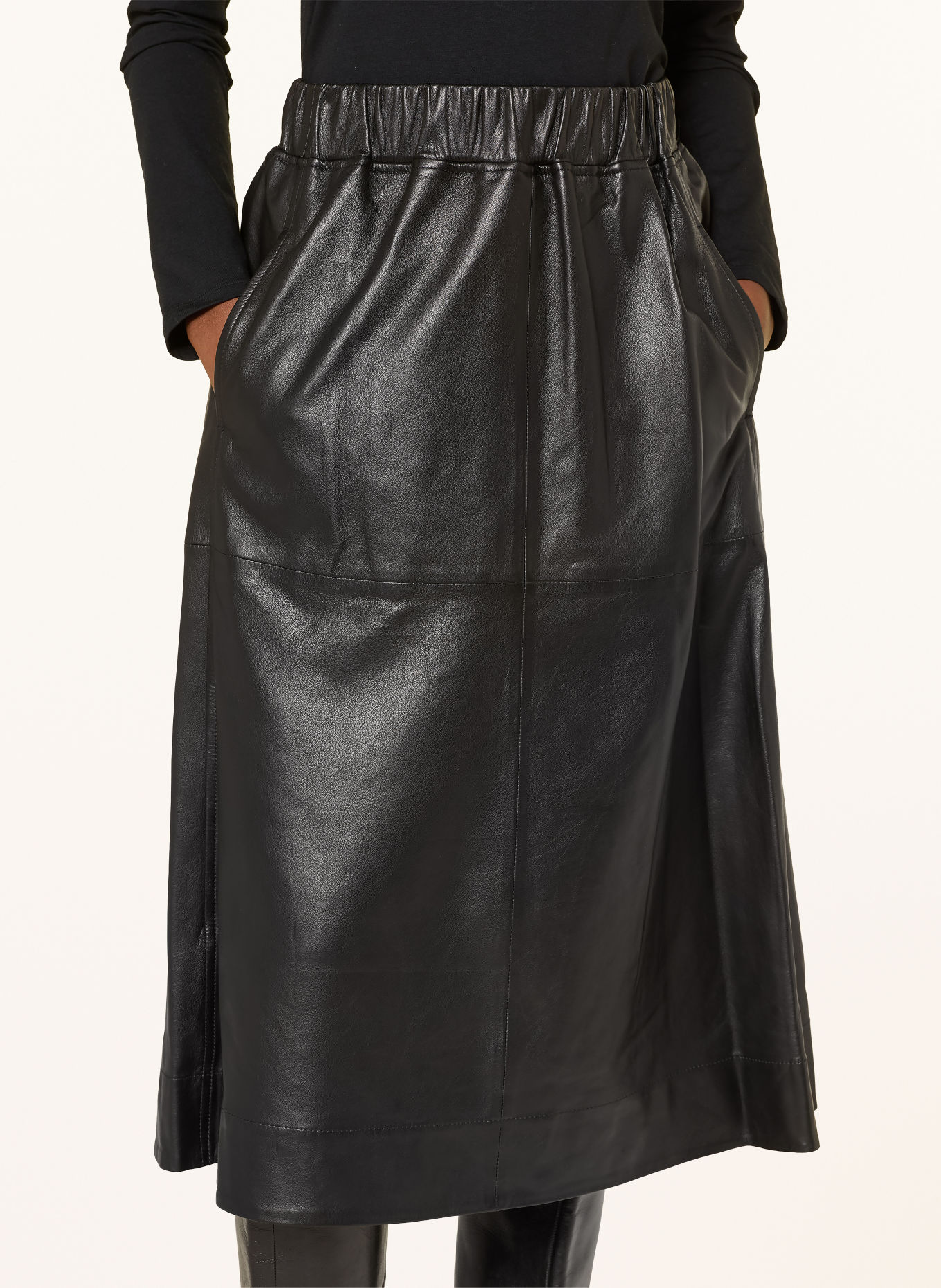 ARKET Leather skirt: BLACK