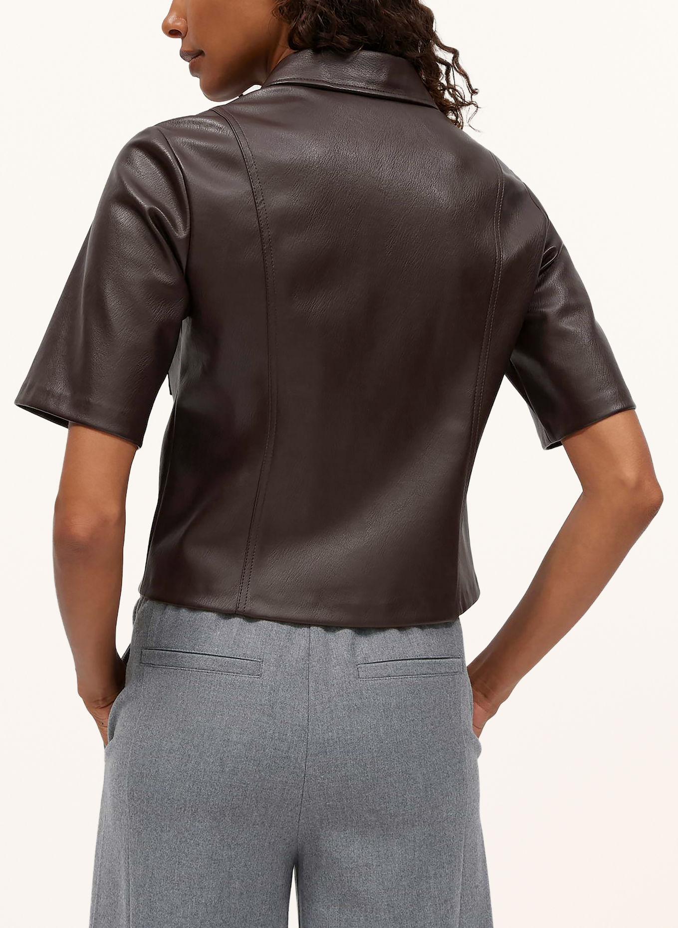 OPUS FELEATHER-overhemdblouse in leerlook: MARRON FONCÉ