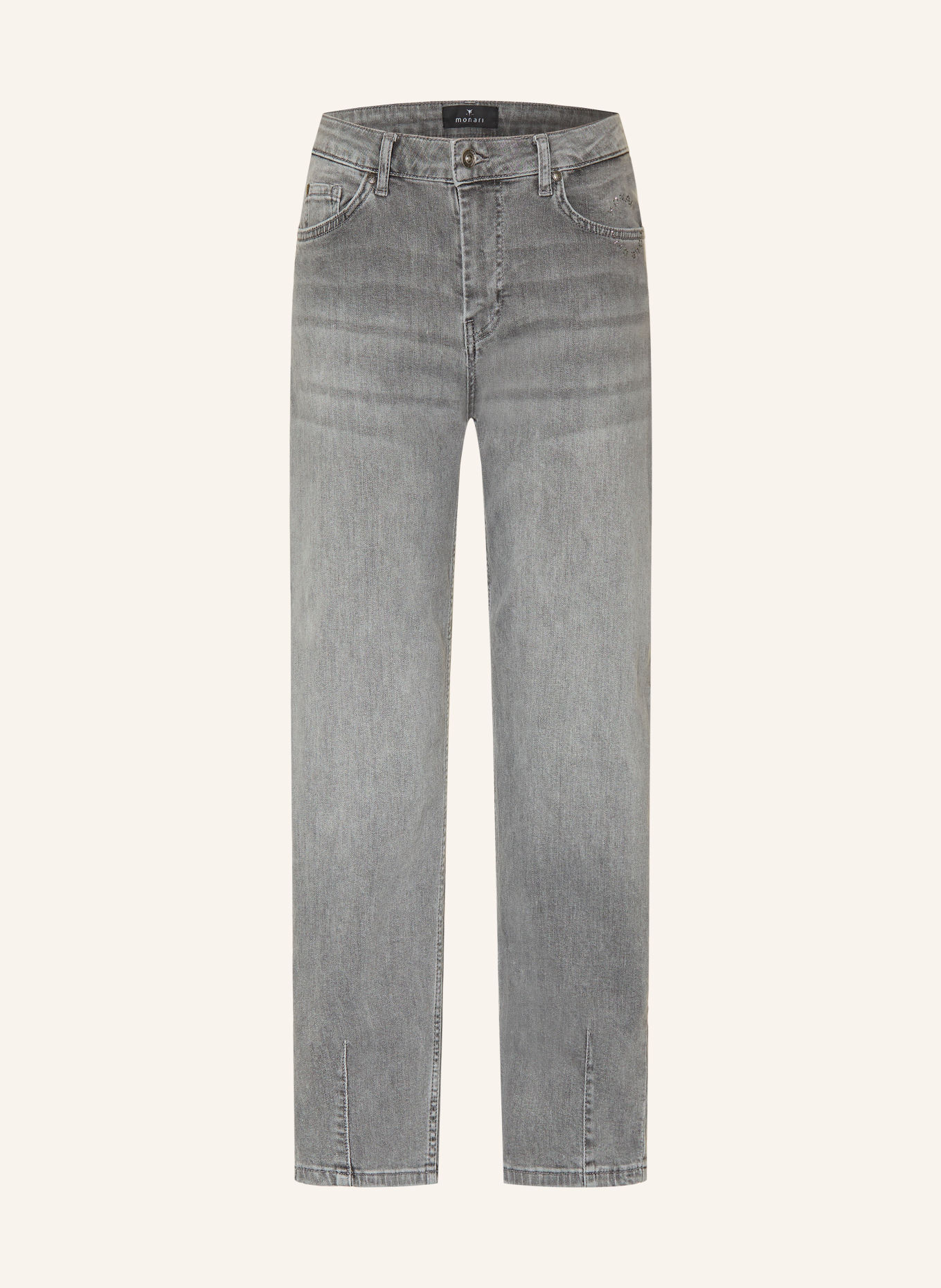 monari Barrel-leg jeans with rhinestones: 846 LIGHT GREY