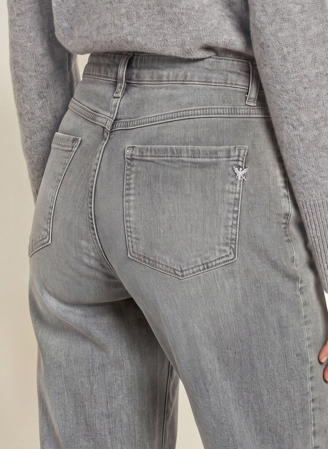 monari Barrel-leg jeans with rhinestones: 846 LIGHT GREY