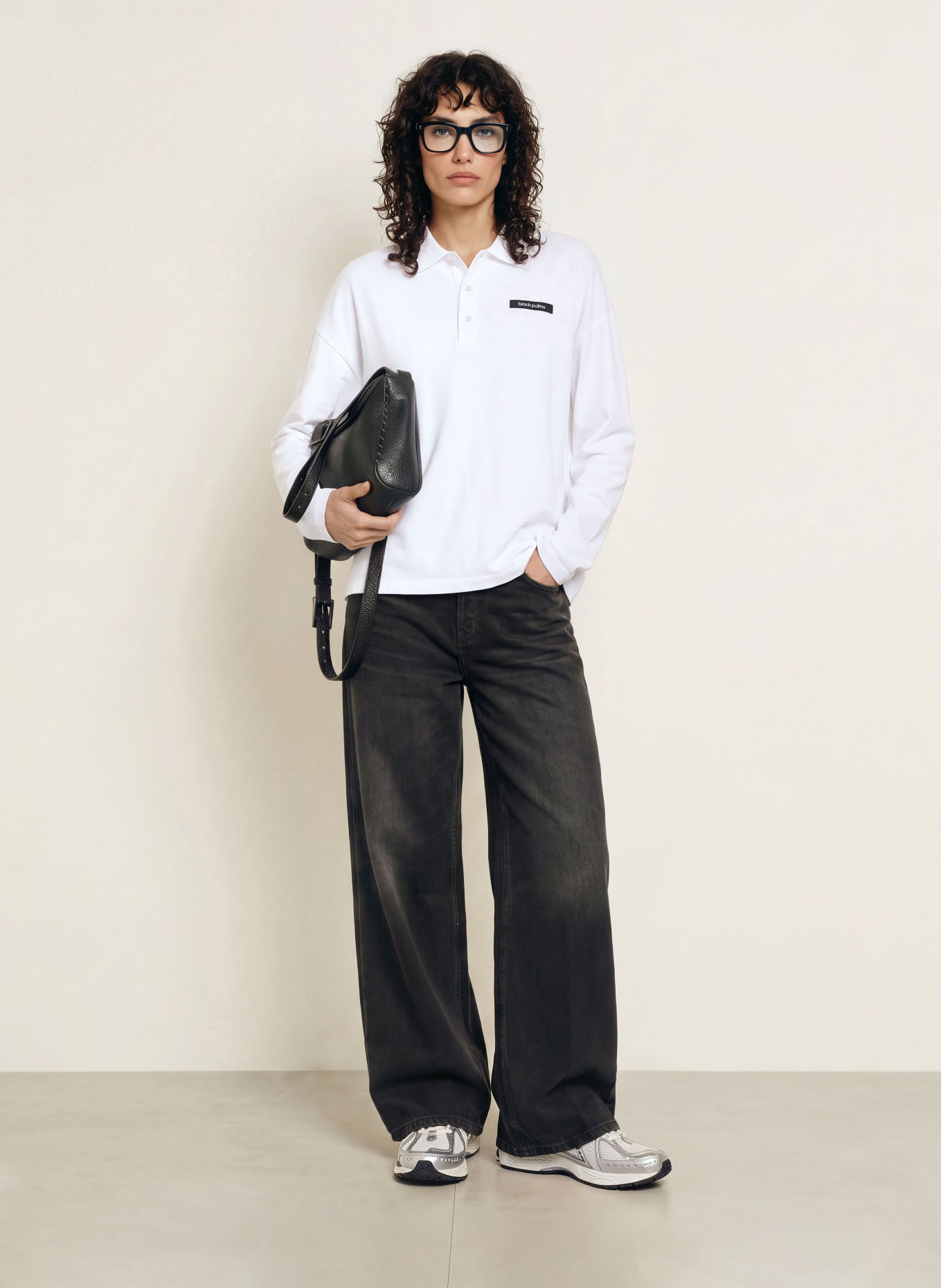 black palms ICONIC Jersey polo shirt: WHITE / BLACK
