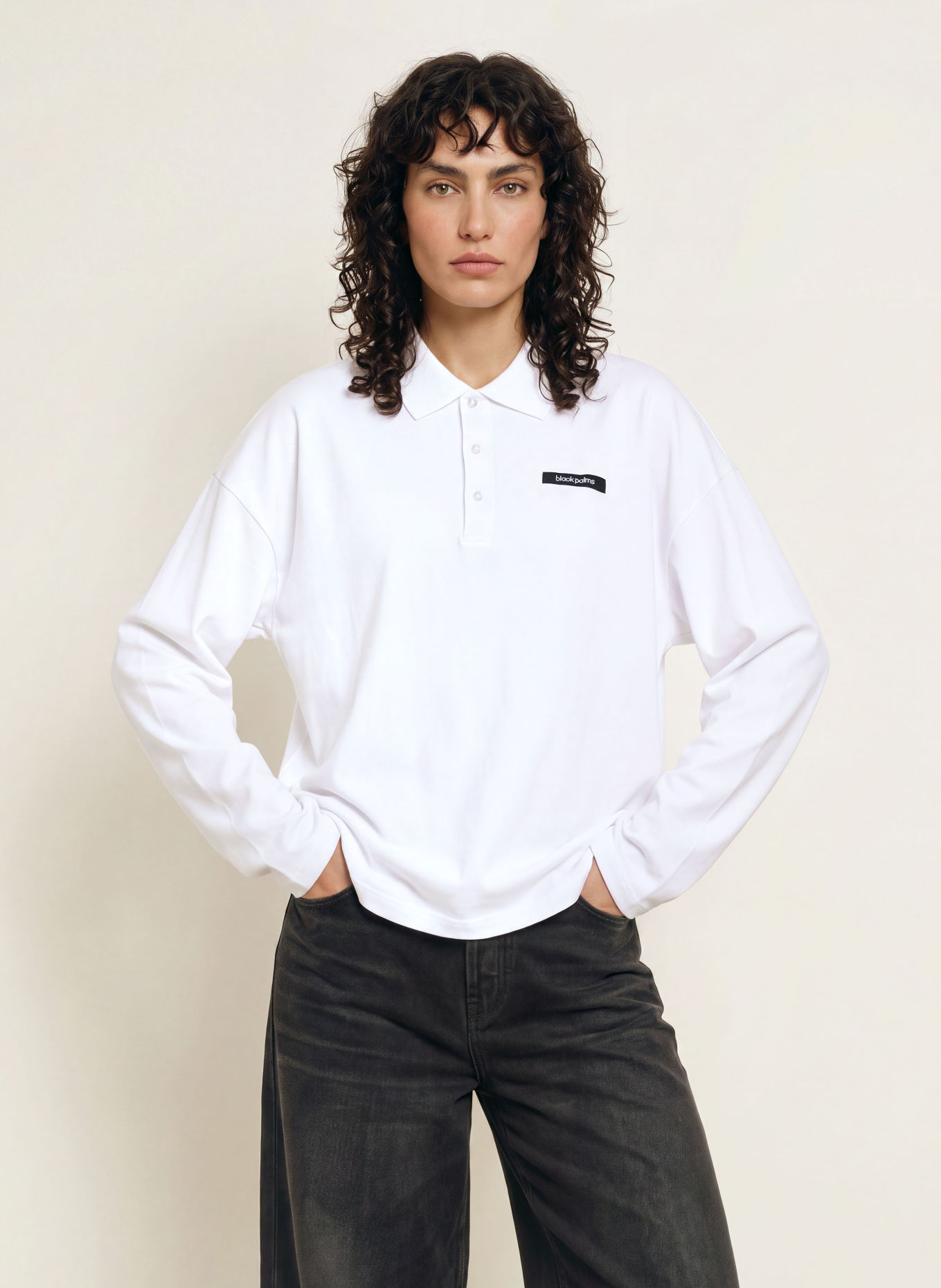 black palms ICONIC Jersey polo shirt: WHITE / BLACK