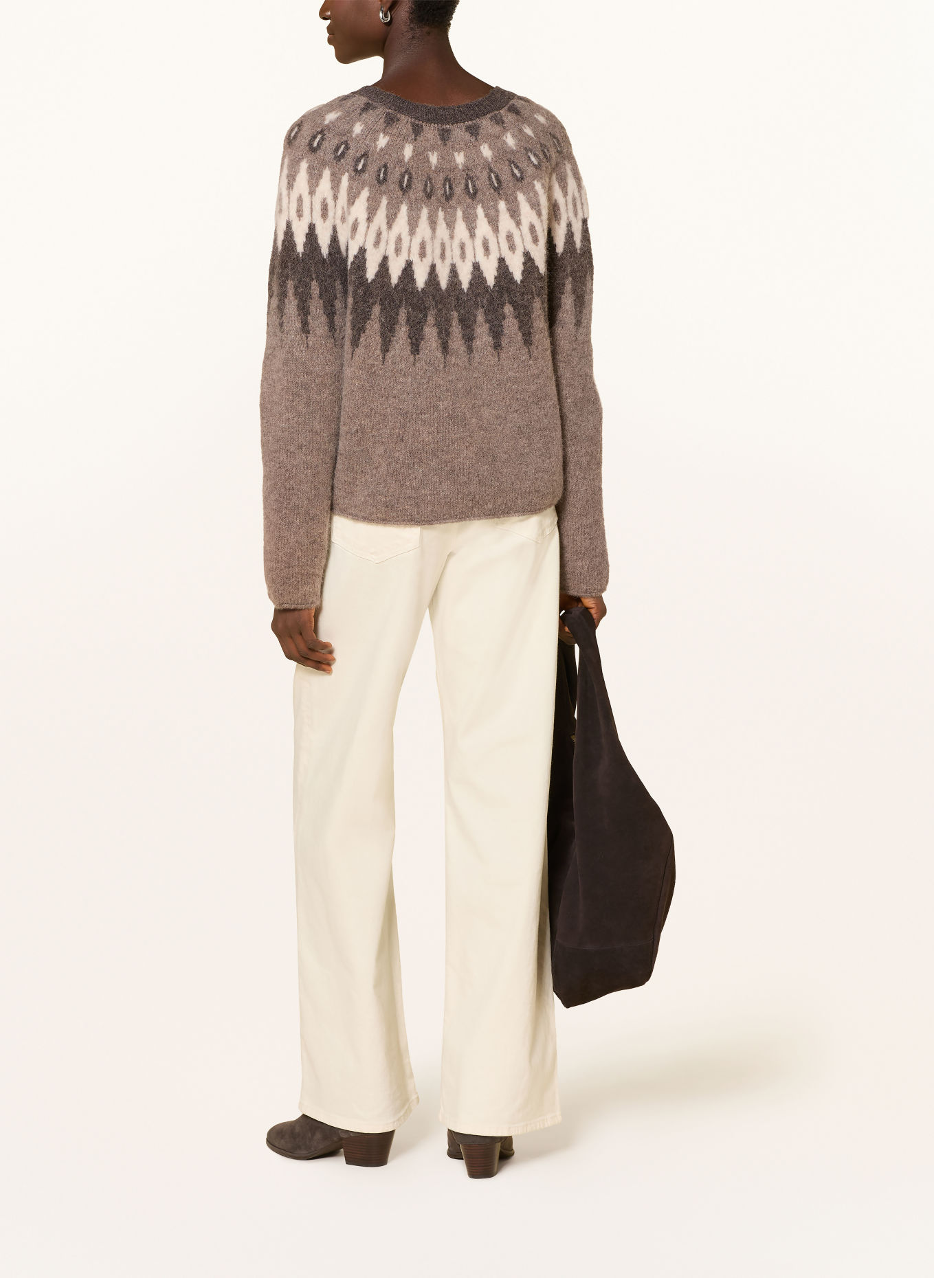 Marc O'Polo Pullover: DUNKELBRAUN / CREME / DUNKELGRAU