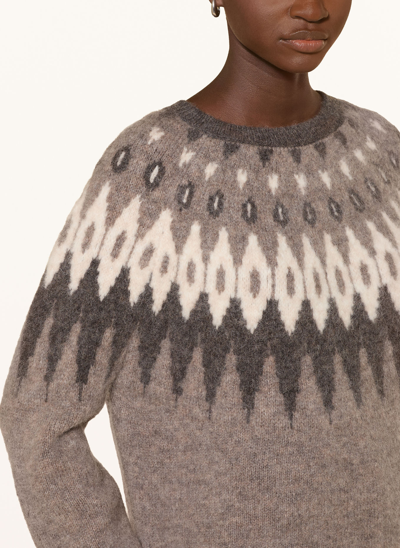 Marc O'Polo Pullover: DUNKELBRAUN / CREME / DUNKELGRAU