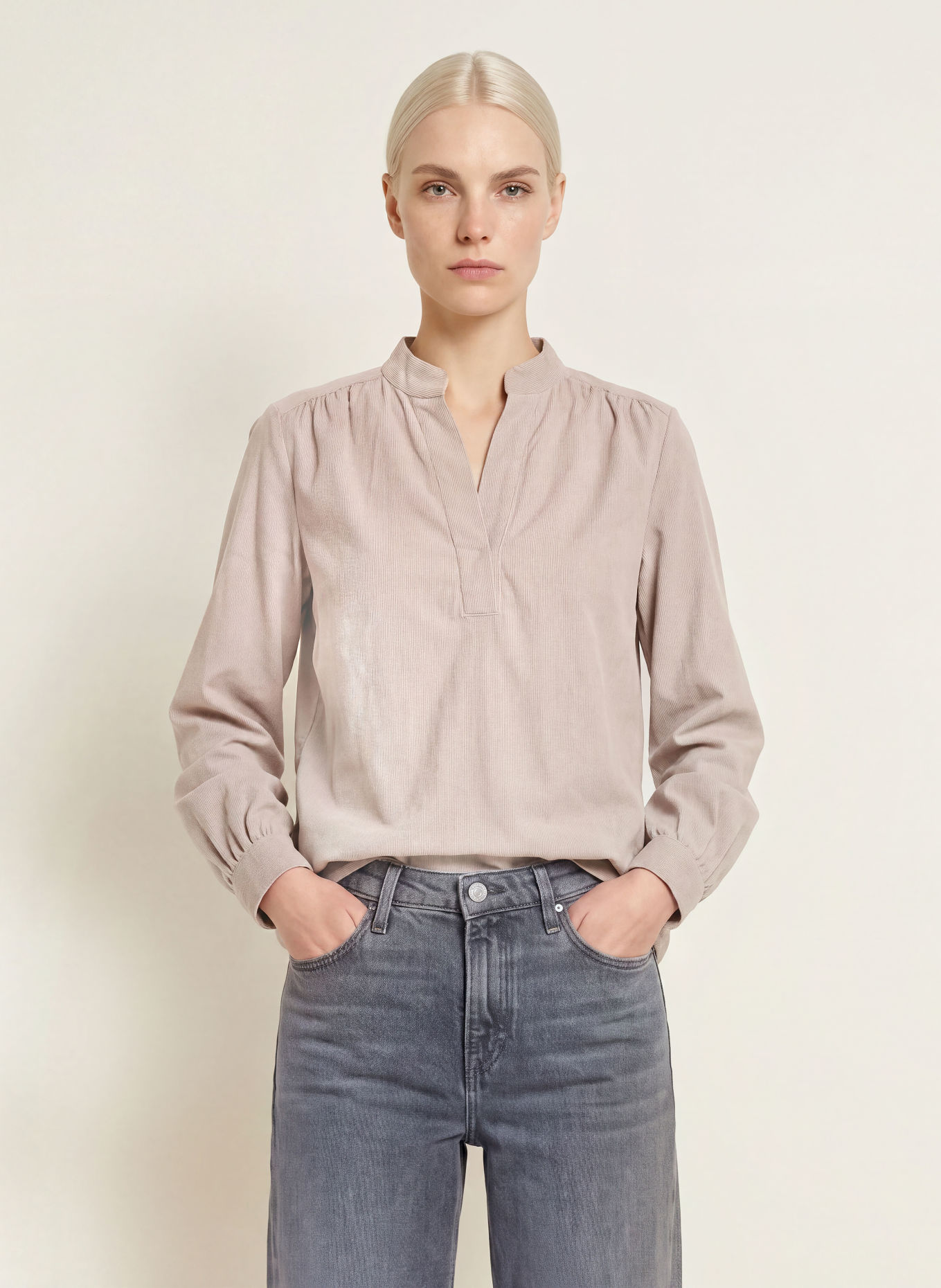 Marc O'Polo Blusenshirt aus Samt: BEIGE