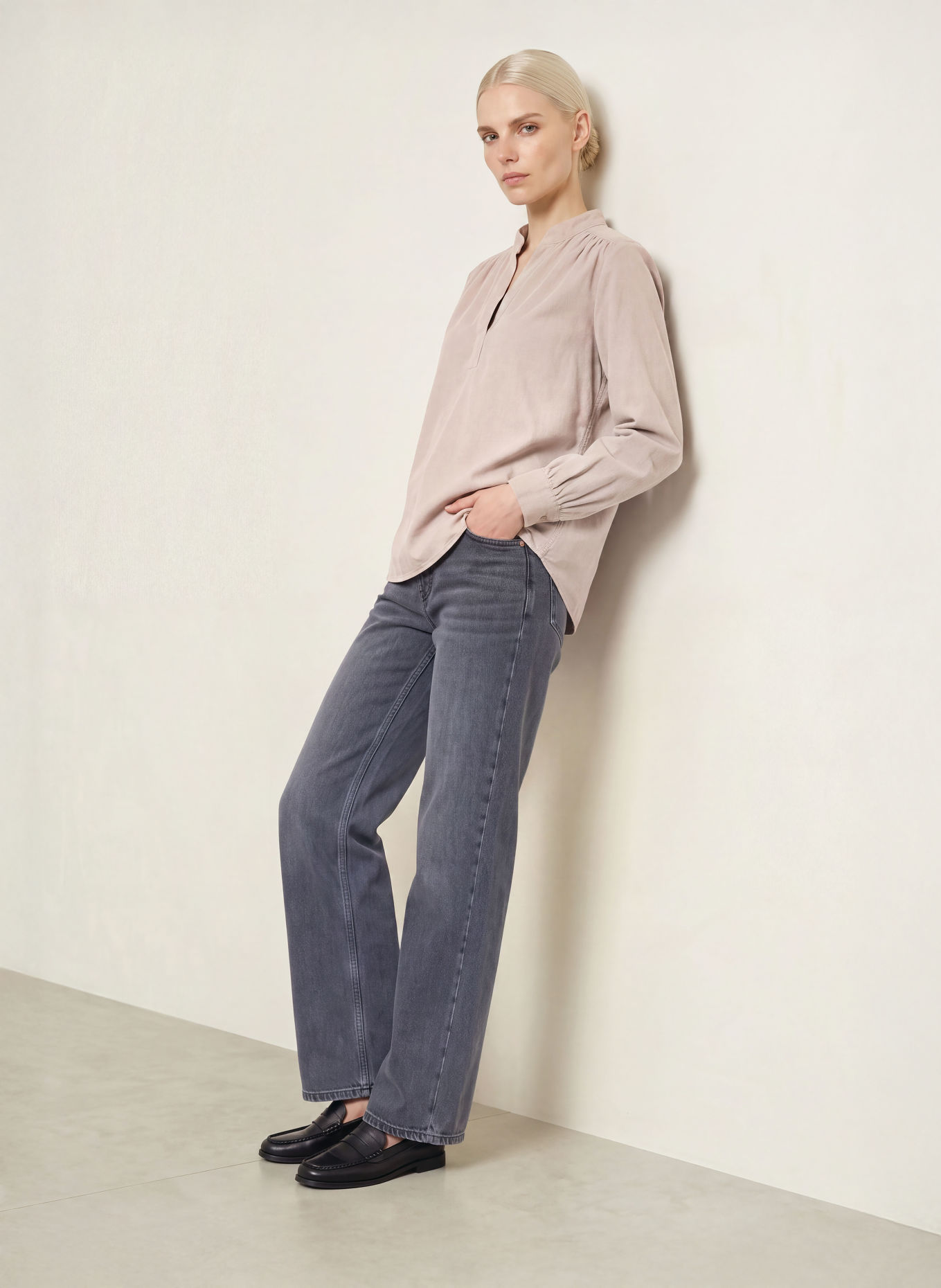 Marc O'Polo Blusenshirt aus Samt: BEIGE