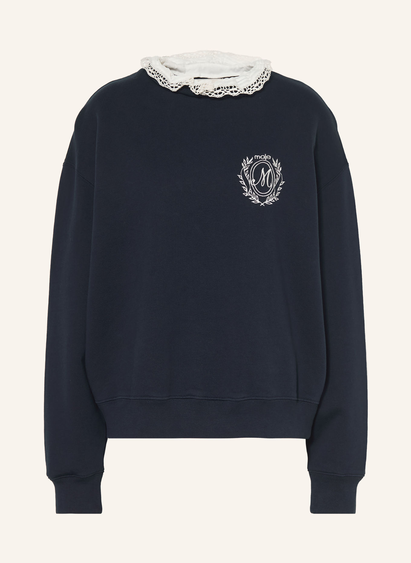 maje Sweatshirt mit abnehmbarem Kragen: DUNKELBLAU / WEISS
