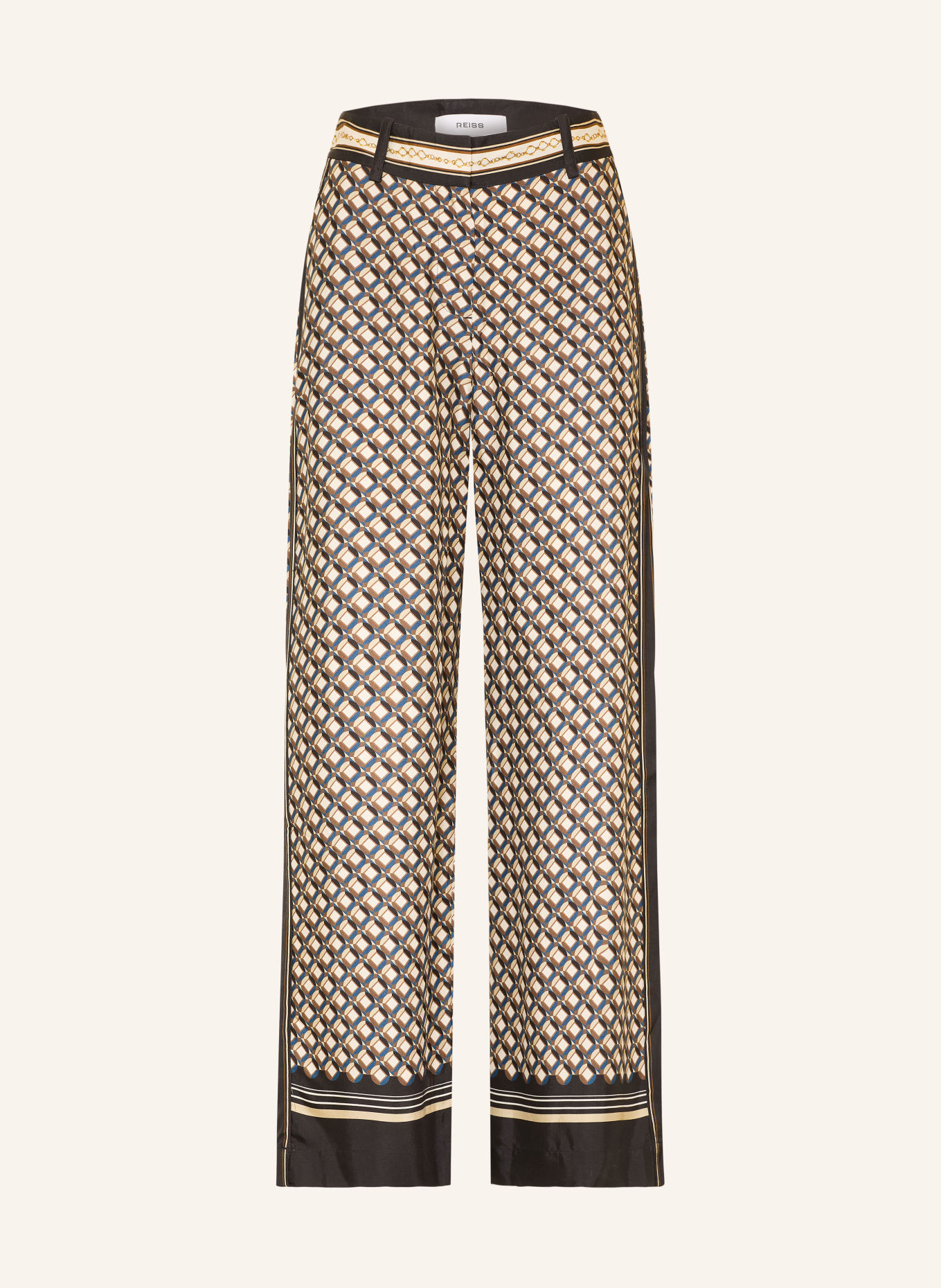 REISS Marlene-broek CARMINE: DONKERBLAUW / BRUIN / WIT