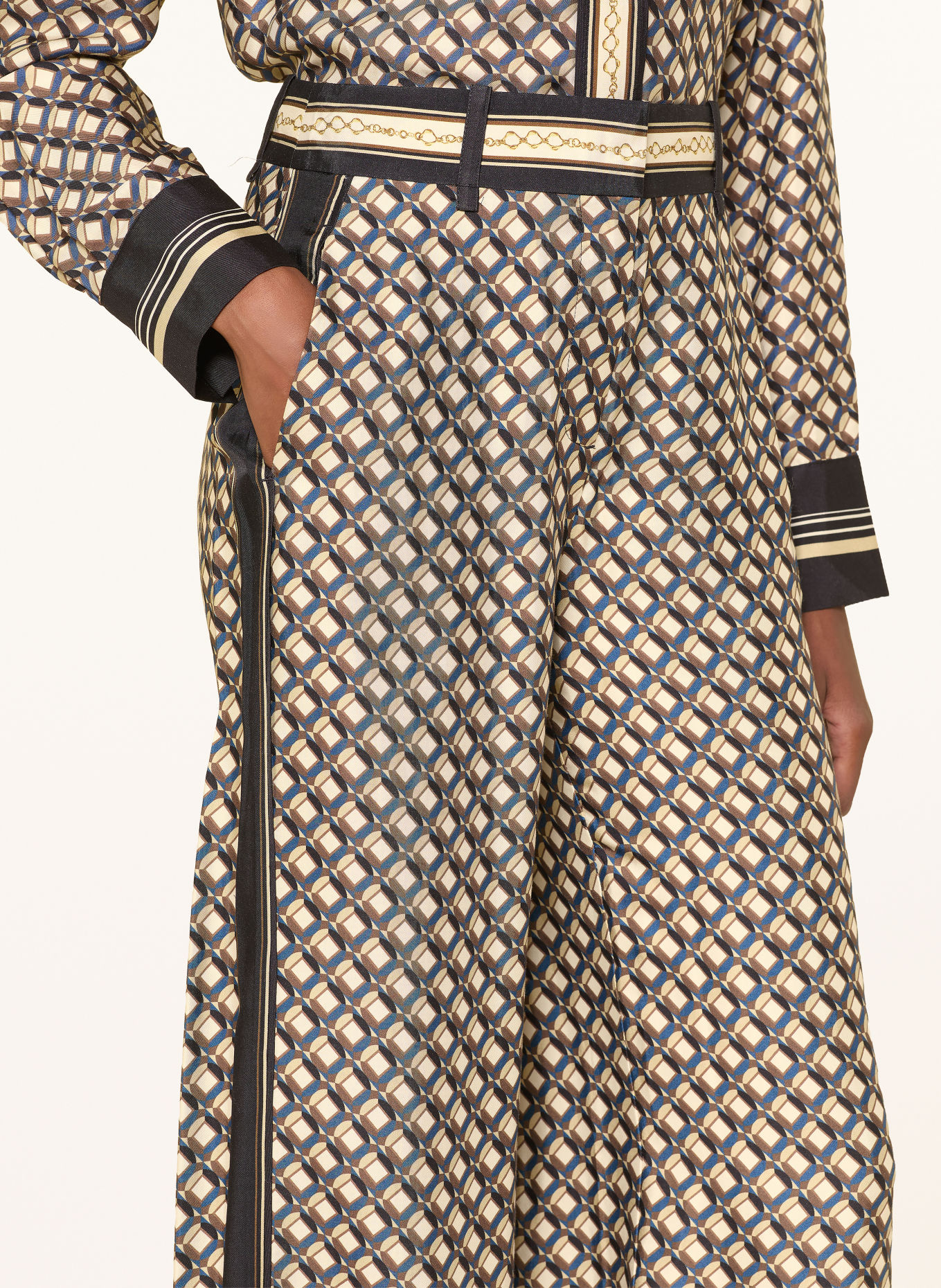 REISS Marlene-broek CARMINE: DONKERBLAUW / BRUIN / WIT