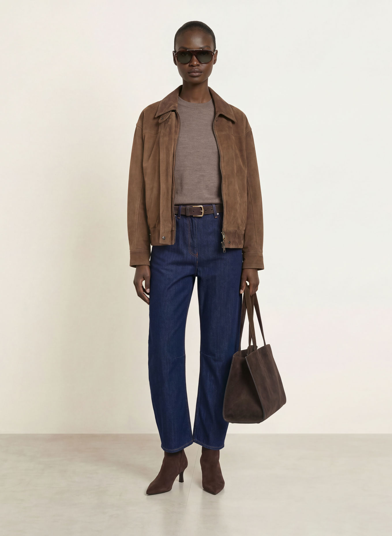 REISS Leren blouson COOPER: BRUIN