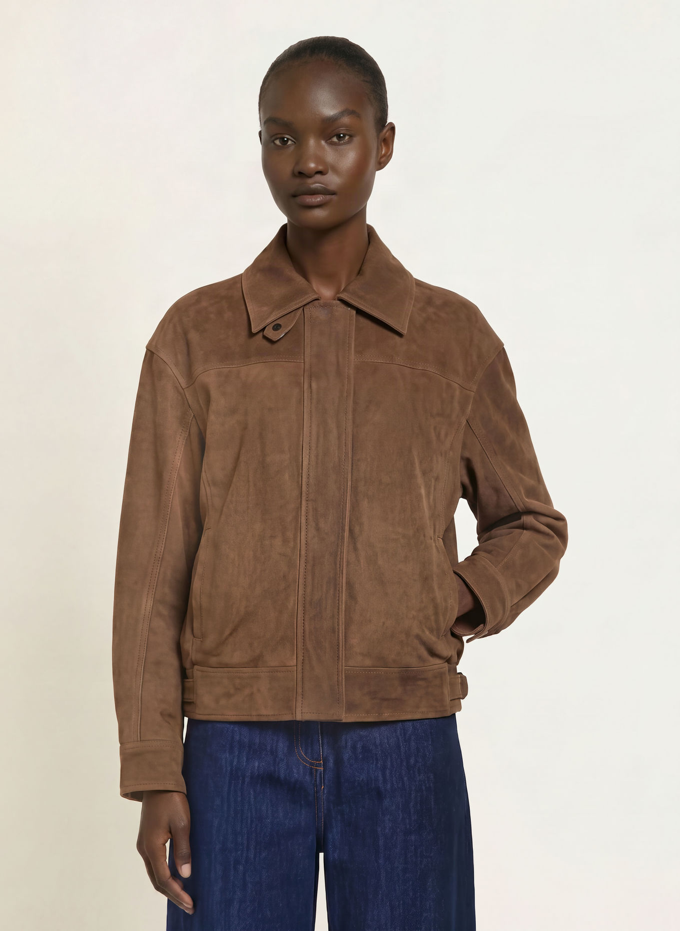 REISS Leren blouson COOPER: BRUIN