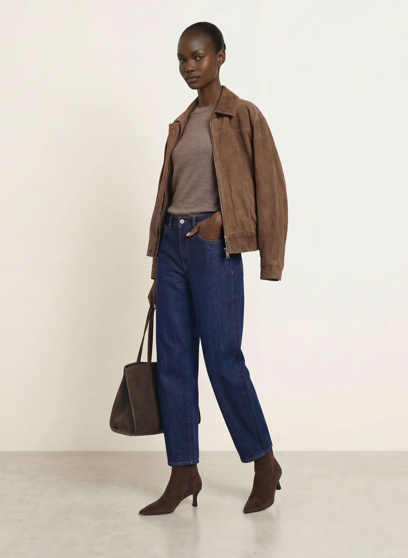 REISS Leren blouson COOPER: BRUIN