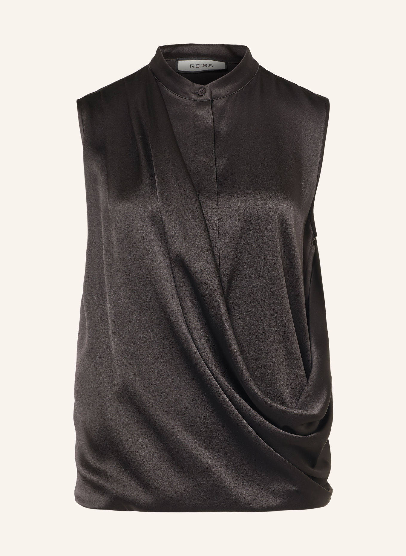 REISS Blusentop GIA aus Seide: DUNKELGRAU