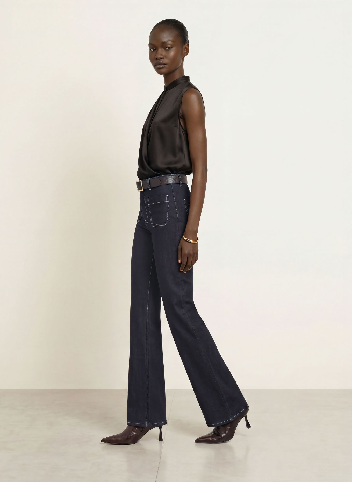 REISS Blusentop GIA aus Seide: DUNKELGRAU