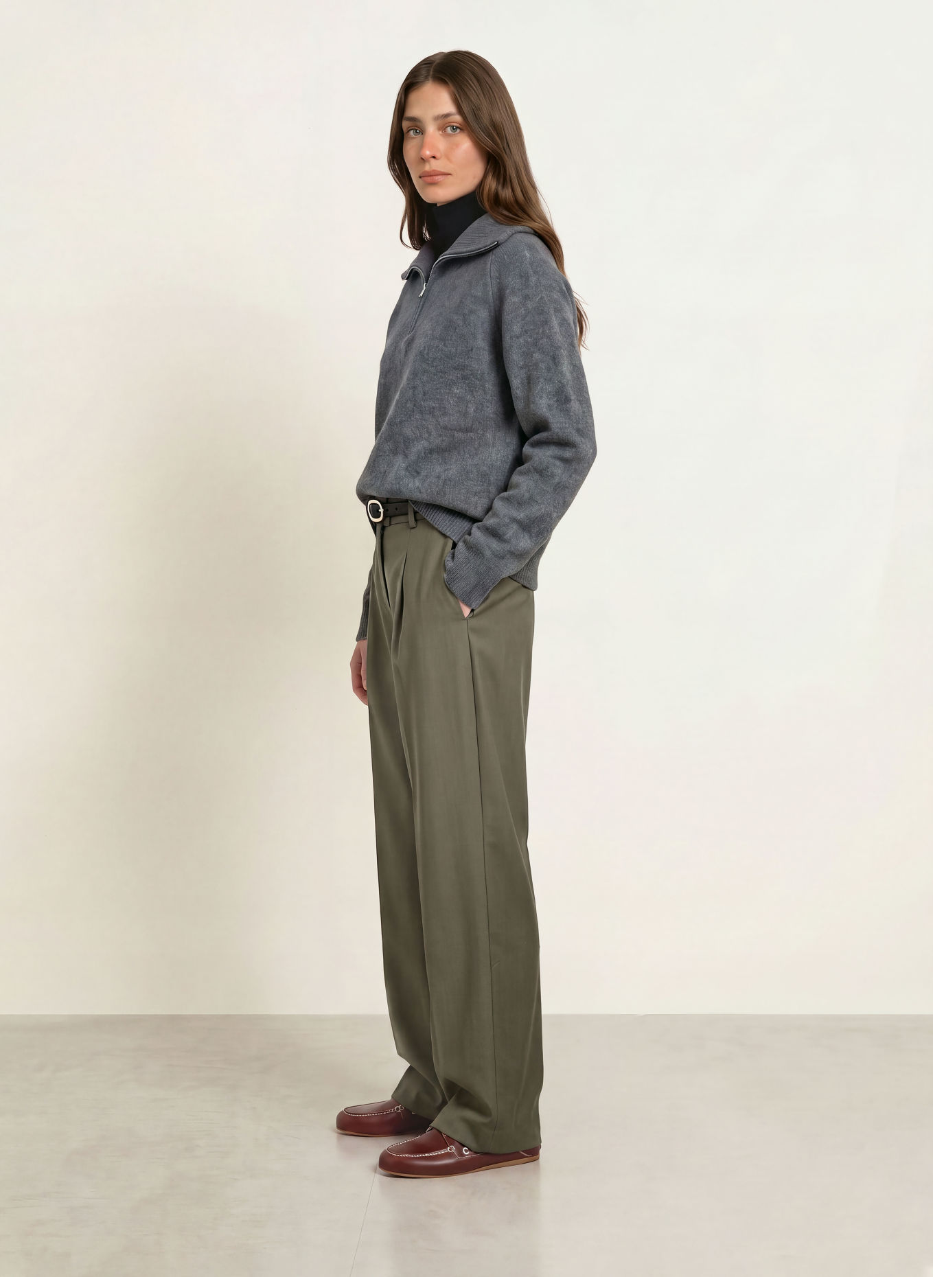 maje Sweter typu troyer: SZARY