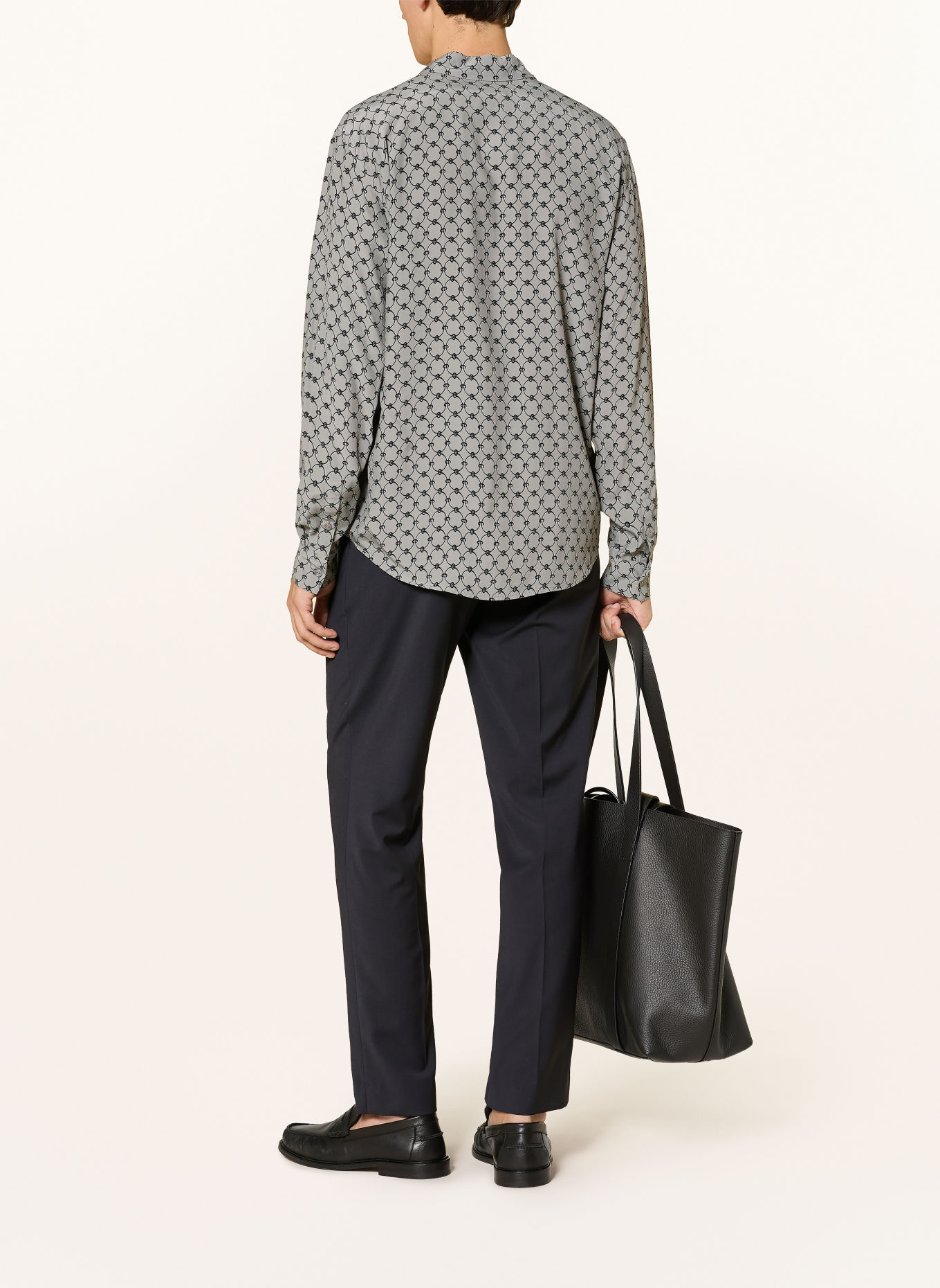 SANDRO Satinhemd Comfort Fit: GRAU / WEISS / SCHWARZ