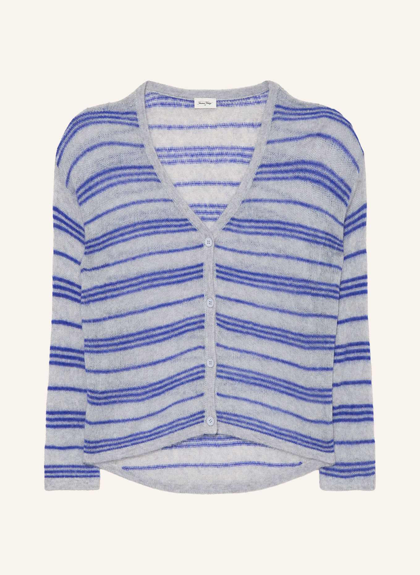 American Vintage Strickjacke BODYROW: GRAU / BLAU