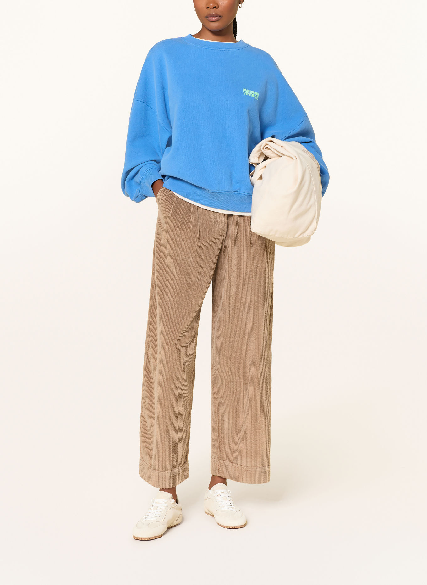 American Vintage Pantalon 7/8 PADOW en velours côtelé: MARRON