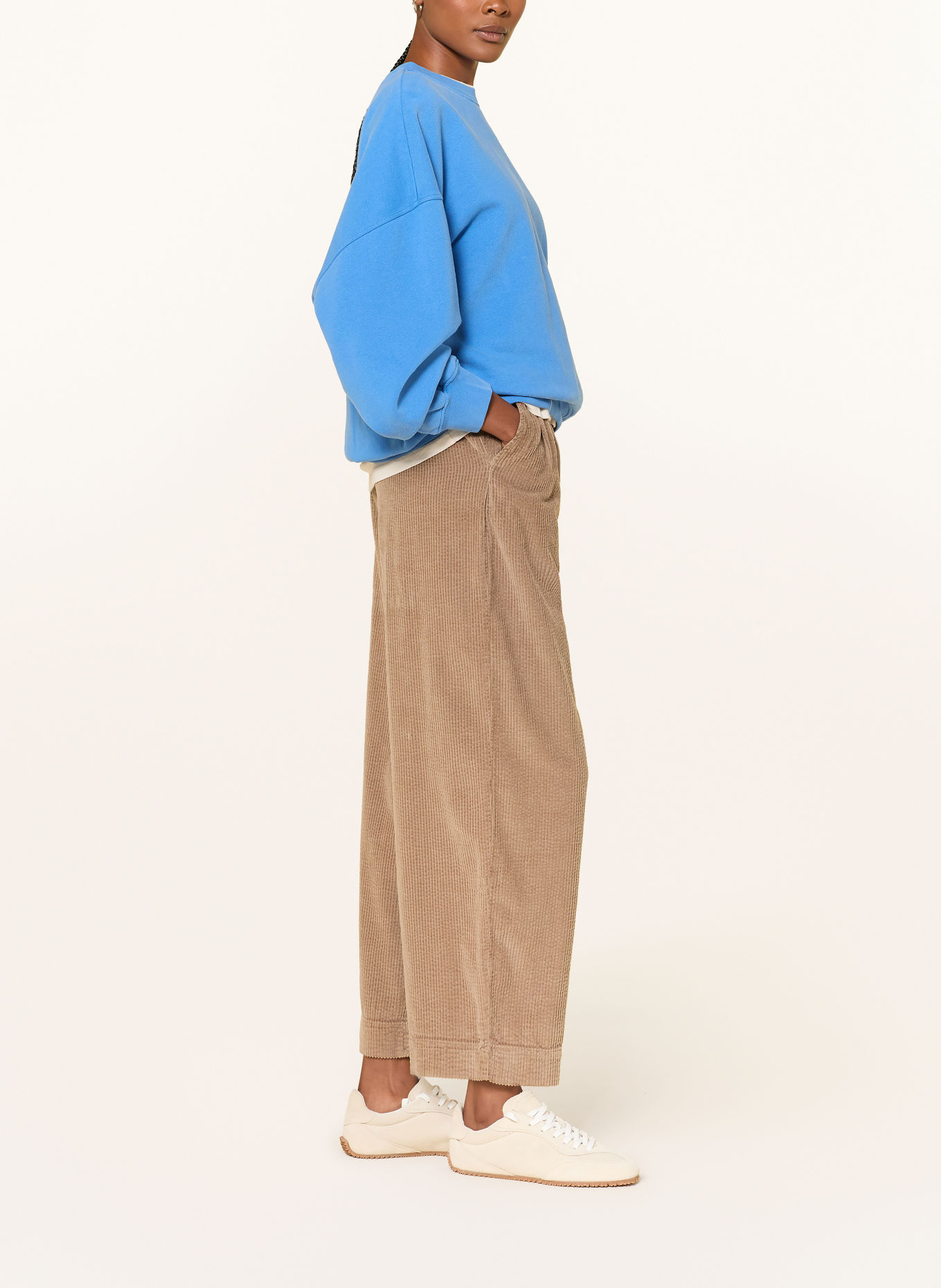 American Vintage Pantalon 7/8 PADOW en velours côtelé: MARRON