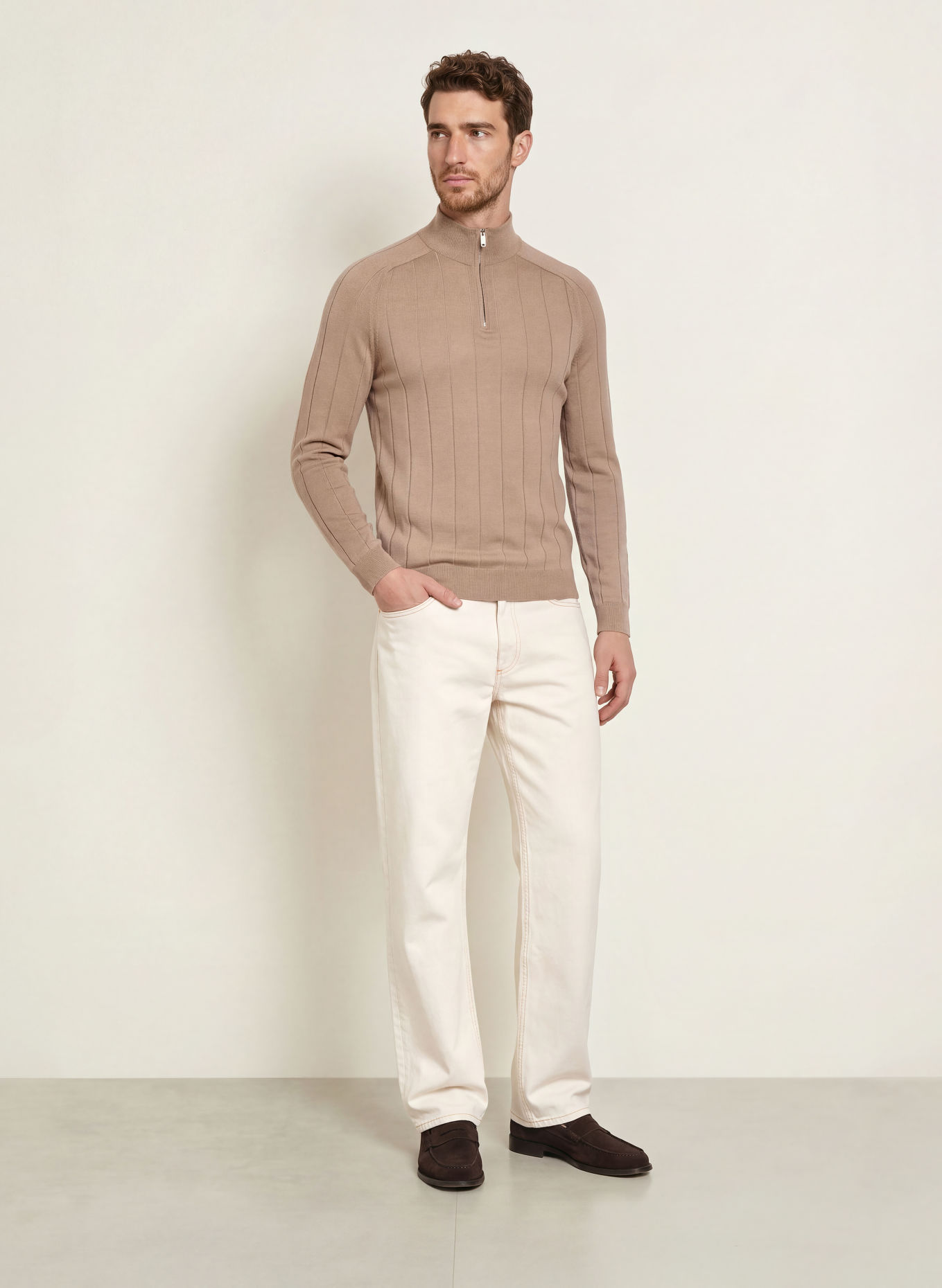 REISS Svetr troyer FINDLAY z merino vlny: VELBLOUDÍ