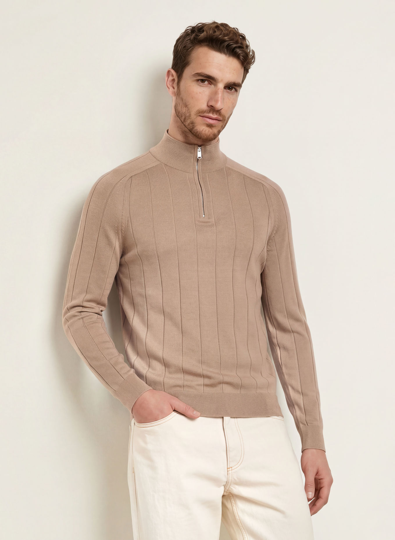 REISS Svetr troyer FINDLAY z merino vlny: VELBLOUDÍ