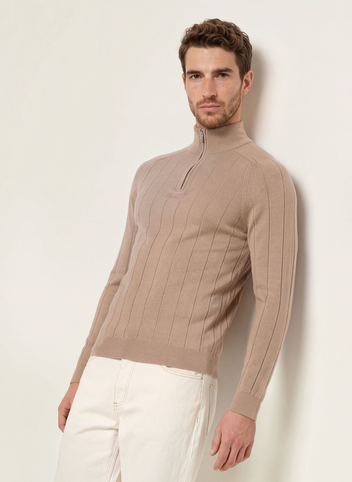 REISS Svetr troyer FINDLAY z merino vlny: VELBLOUDÍ