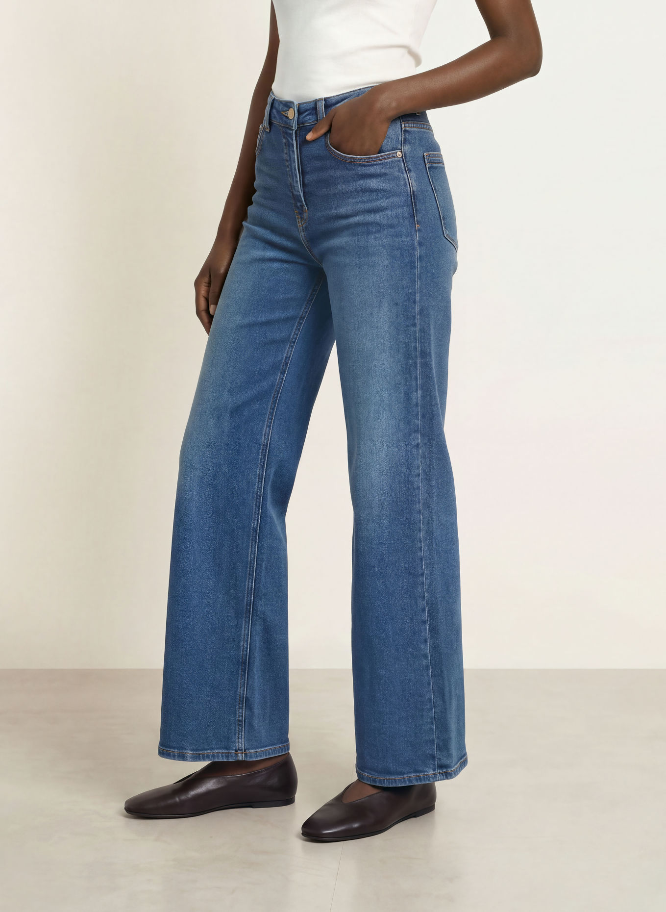 REISS Jean wide leg JAS: 31 MID BLUE