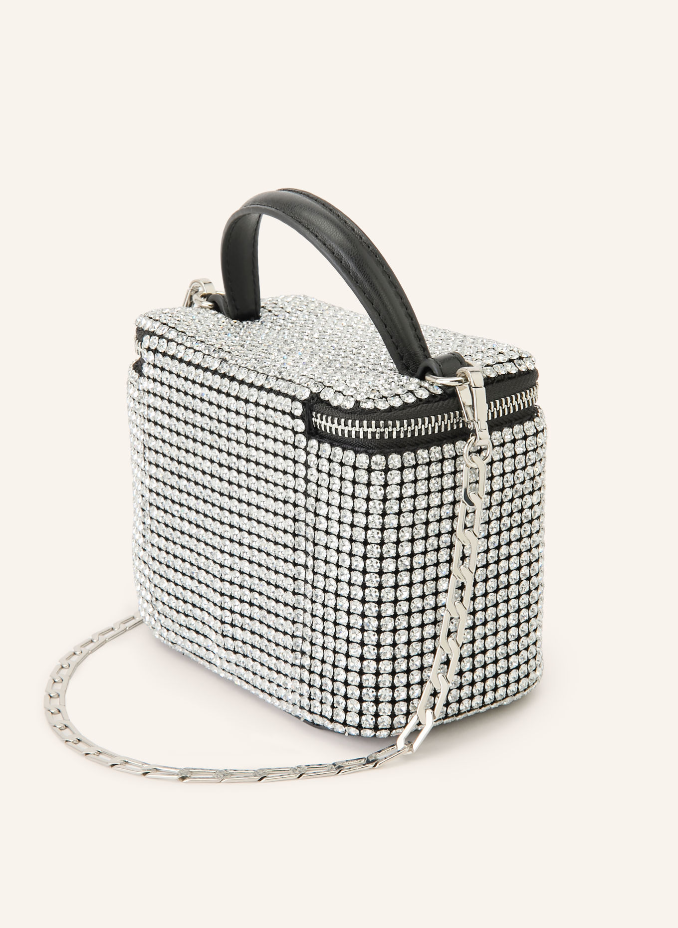 REISS Handtas NOVA MINI met sierstenen: ZILVER / ZWART