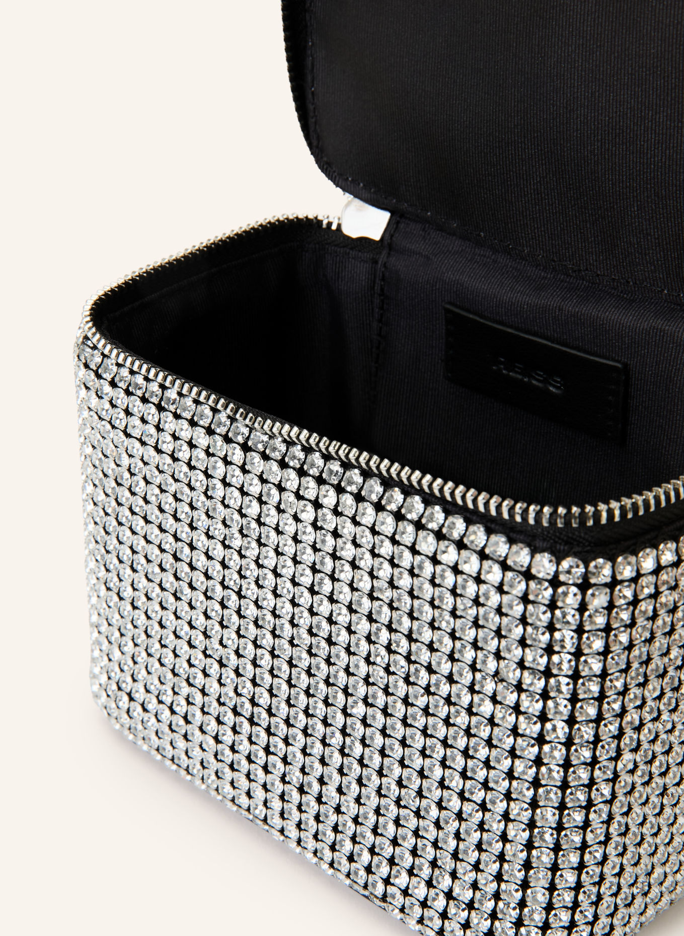 REISS Handtas NOVA MINI met sierstenen: ZILVER / ZWART