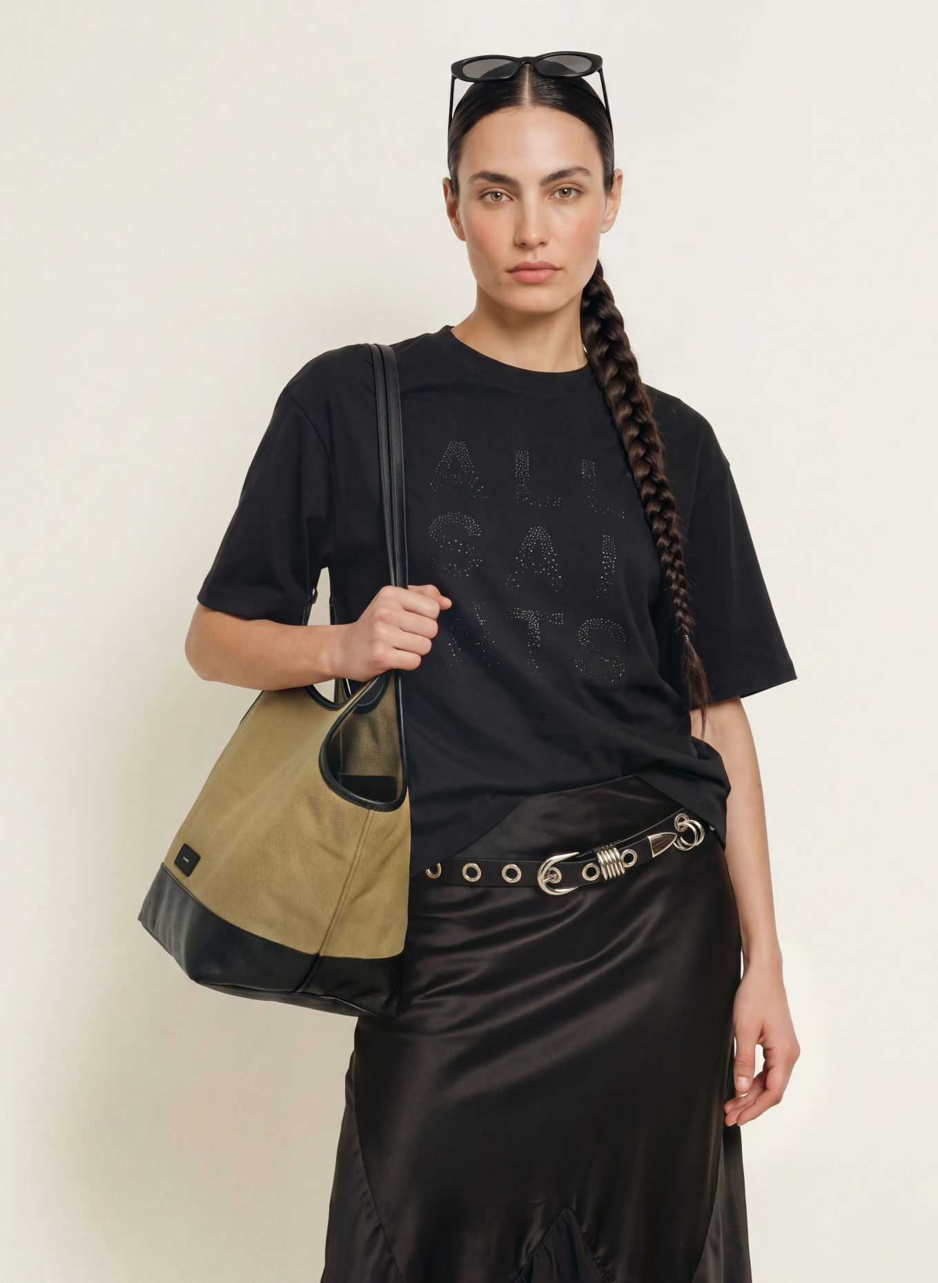 ALLSAINTS Shopper SILOH: HELLBRAUN / SCHWARZ