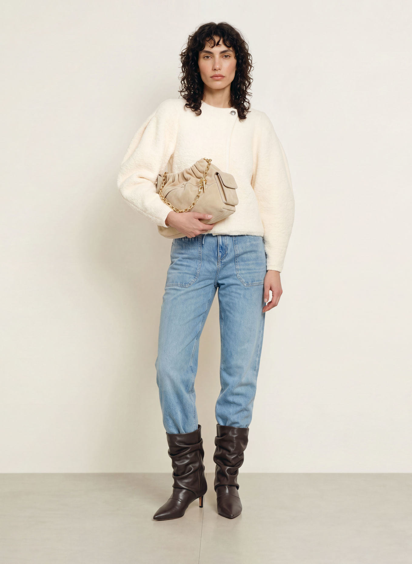 ba&sh Beuteltasche JUNE MINI: BEIGE / GOLD