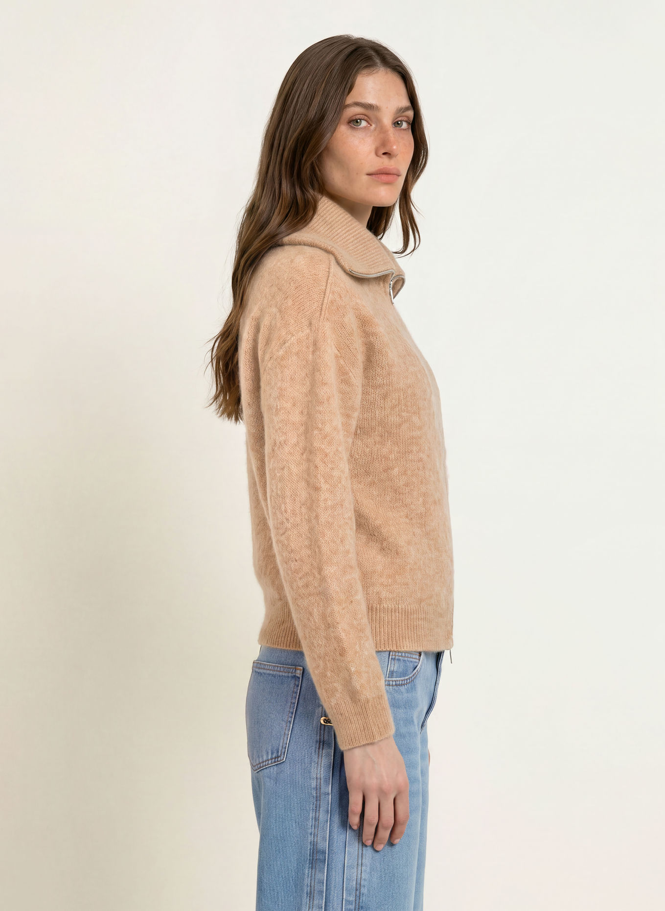 CLAUDIE PIERLOT Kardigan z moheru: CAMELOWY