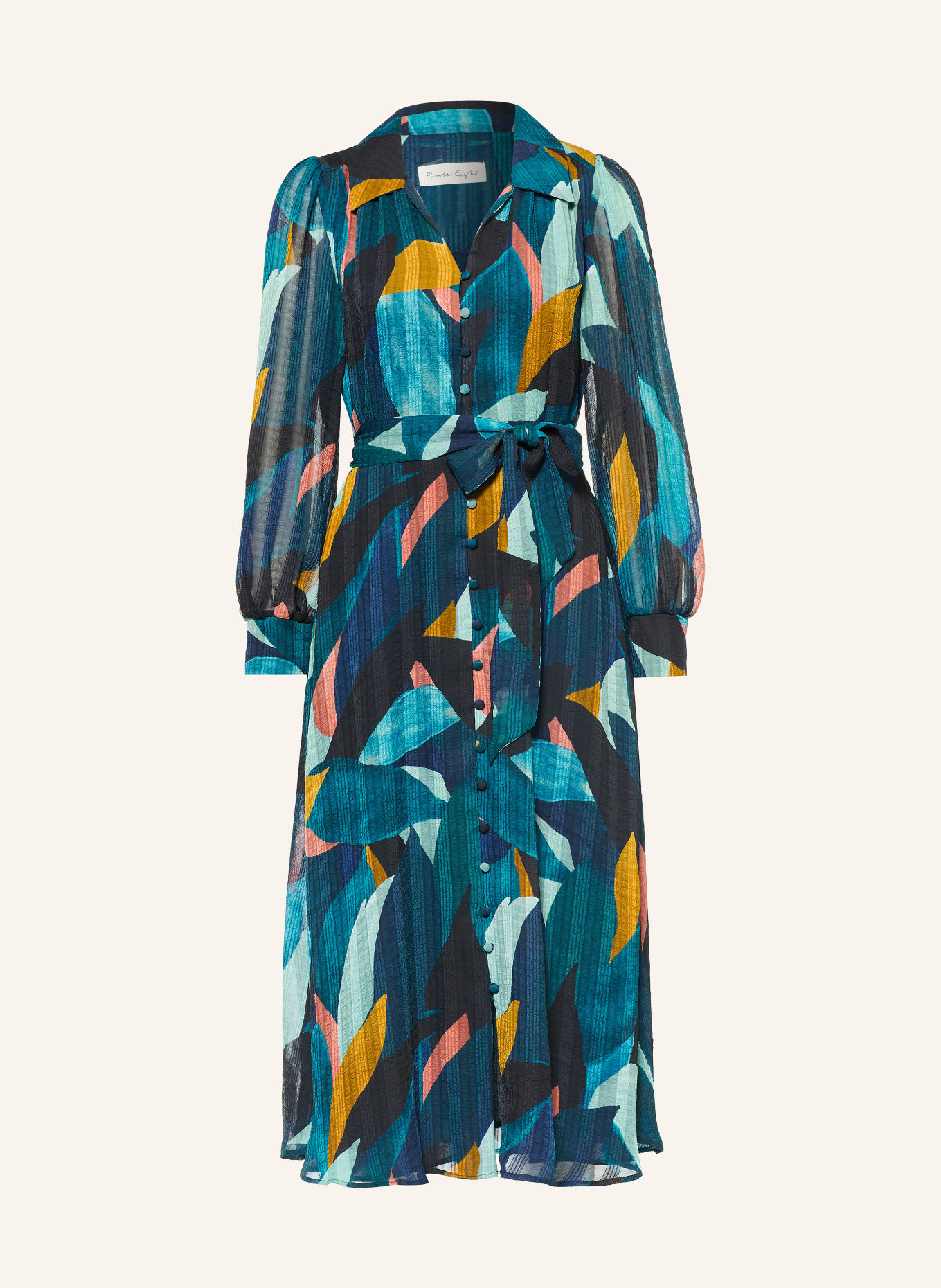 Phase Eight CATALINA Dress: DARK BLUE / MINT / TEAL