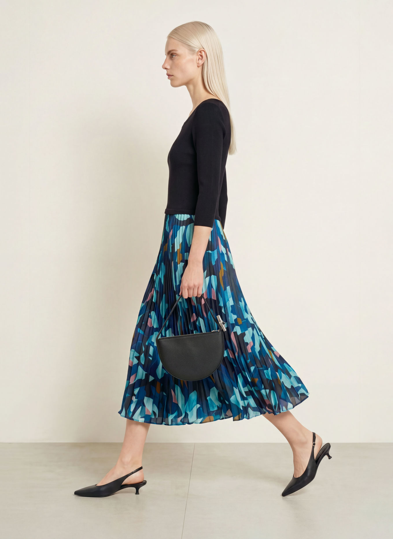 Phase Eight Jurk RILEY in gemengde stoffen met 3/4-mouwen: ZWART / ROZE / BLAUW