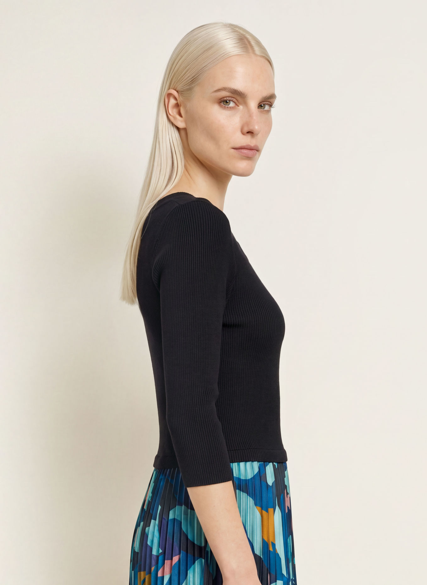 Phase Eight Jurk RILEY in gemengde stoffen met 3/4-mouwen: ZWART / ROZE / BLAUW