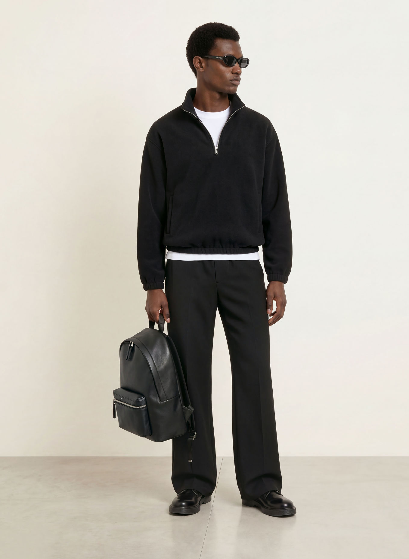 SANDRO Oversized-Troyer aus Fleece: SCHWARZ