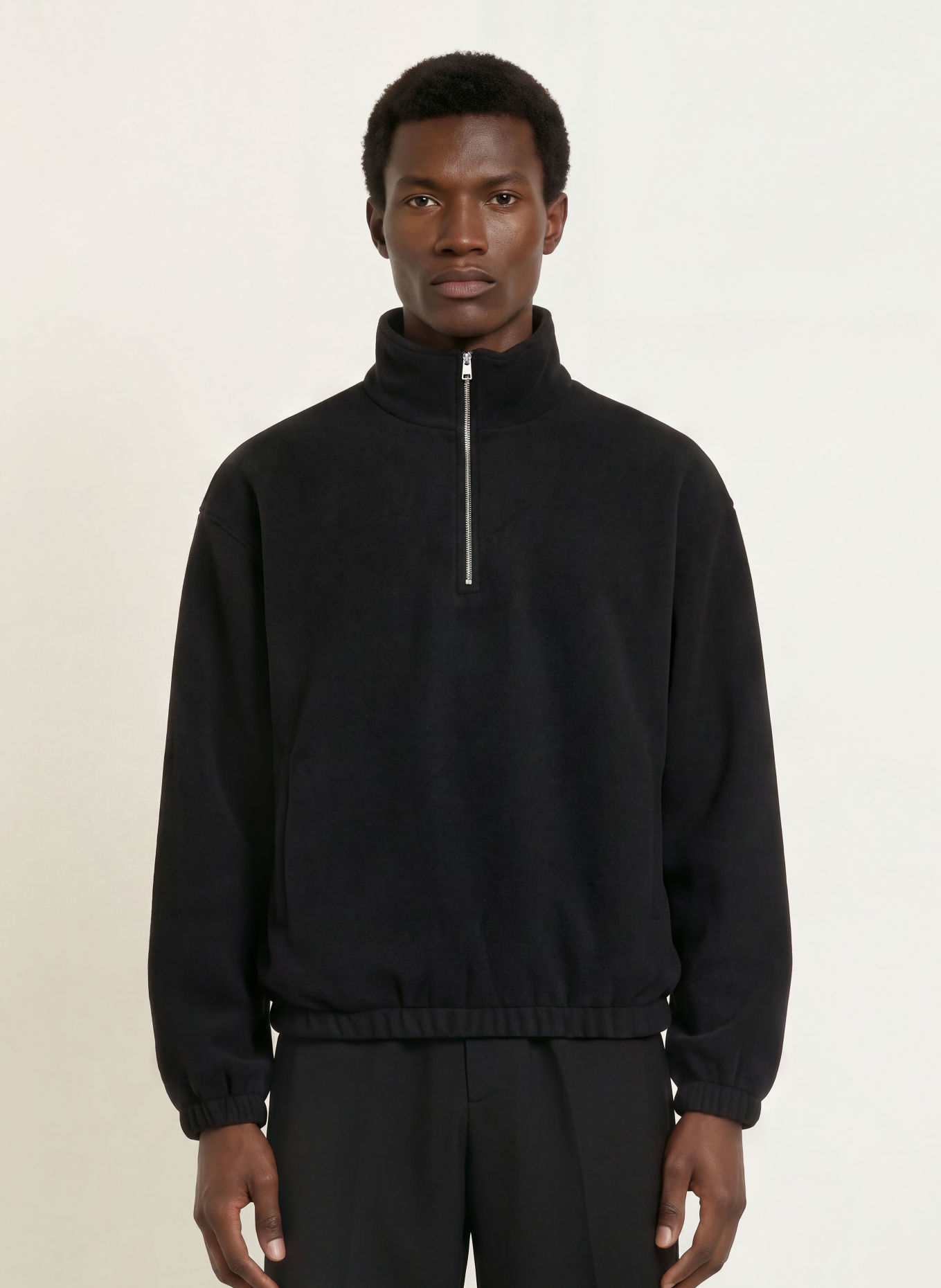 SANDRO Oversized-Troyer aus Fleece: SCHWARZ