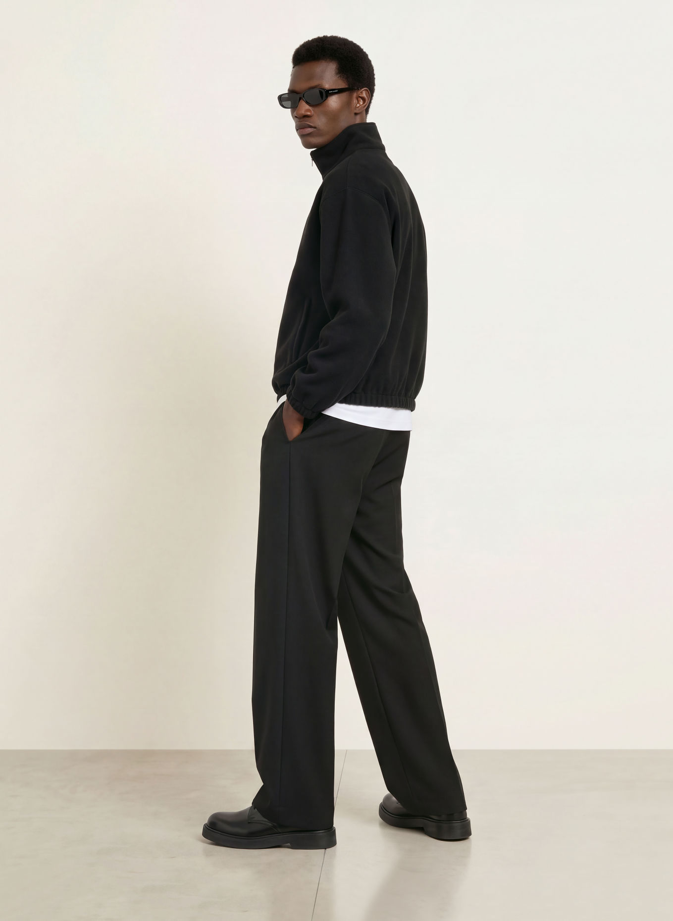 SANDRO Oversized-Troyer aus Fleece: SCHWARZ