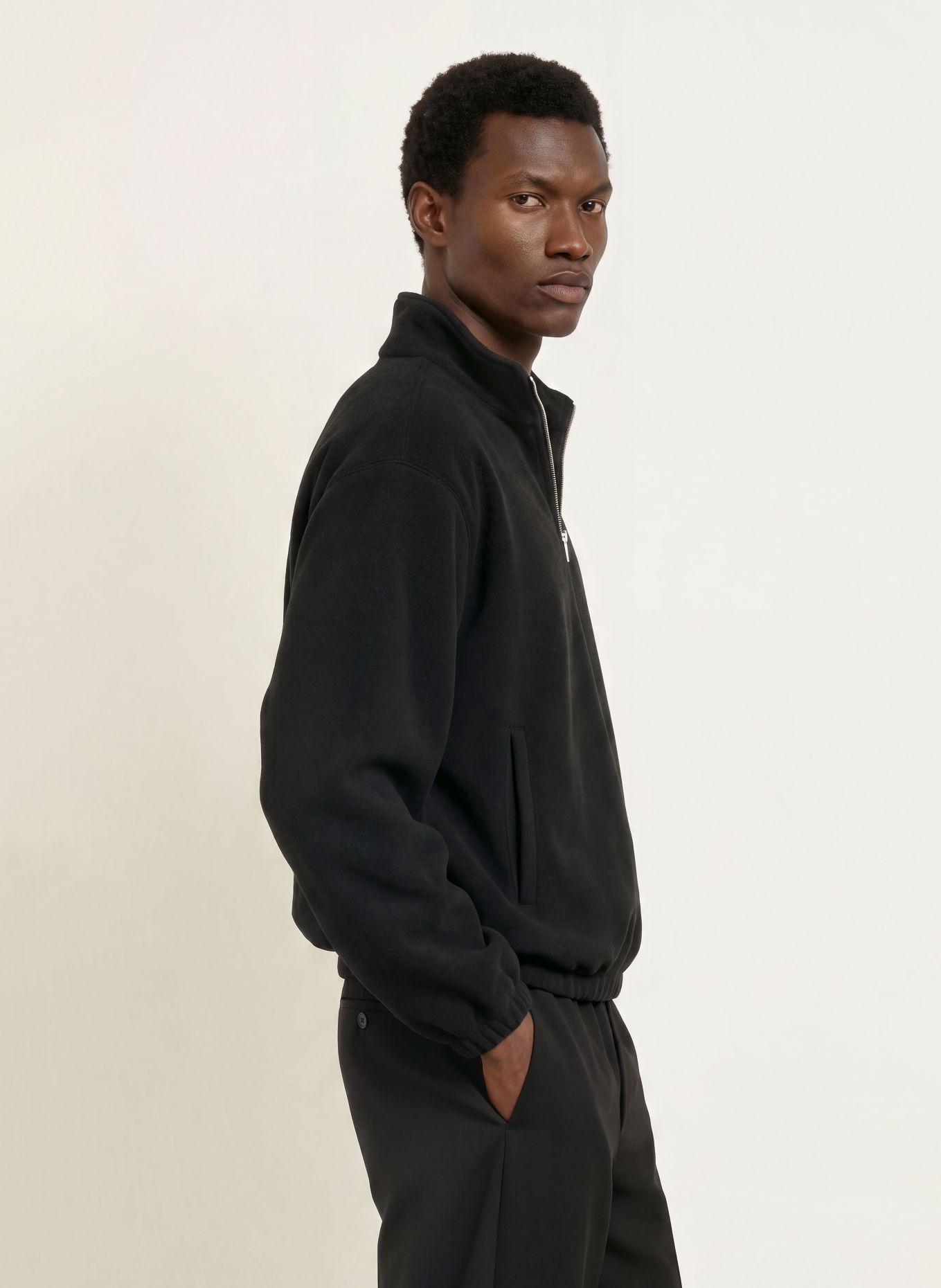 SANDRO Oversized-Troyer aus Fleece: SCHWARZ