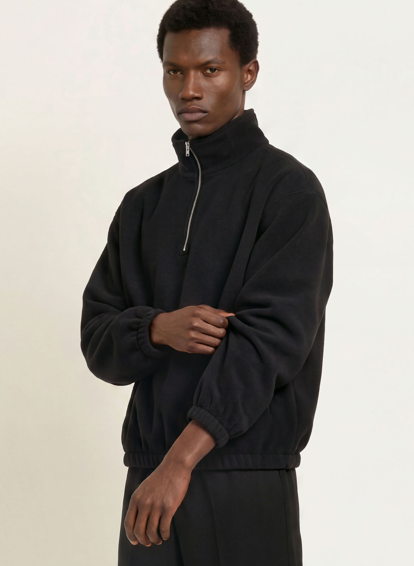 SANDRO Oversized-Troyer aus Fleece: SCHWARZ