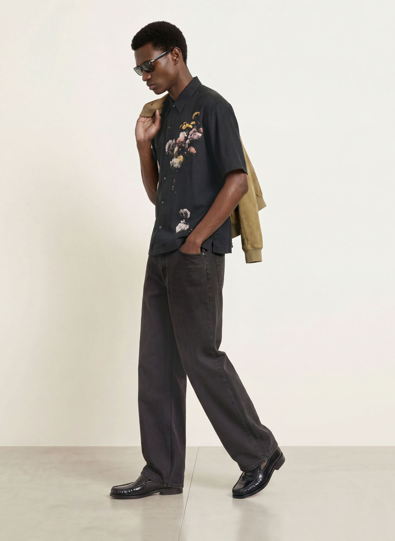 ALLSAINTS Kurzarm-Hemd FLEUR SAINT Comfort Fit: SCHWARZ / ROSA / GELB