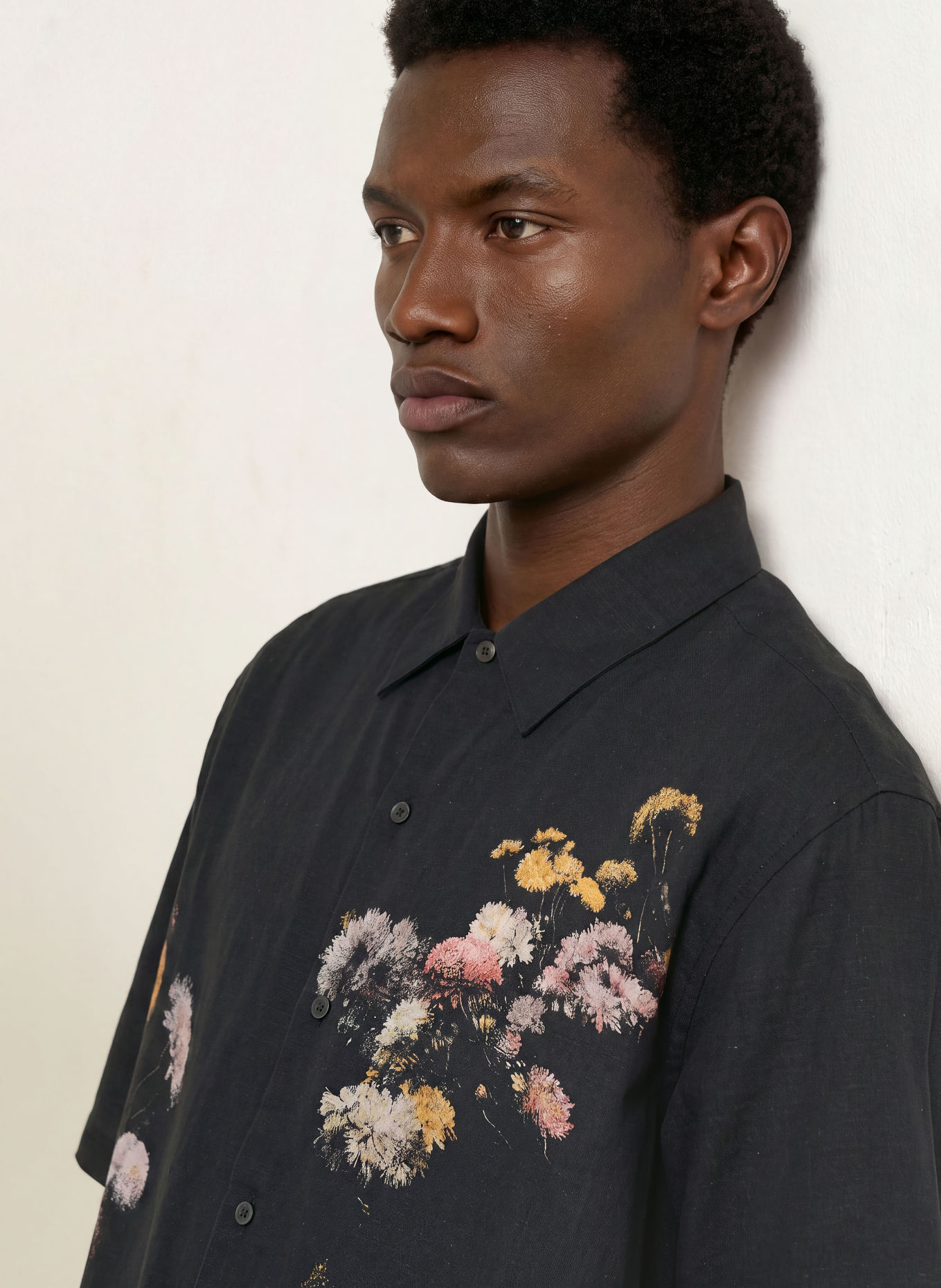 ALLSAINTS Kurzarm-Hemd FLEUR SAINT Comfort Fit: SCHWARZ / ROSA / GELB